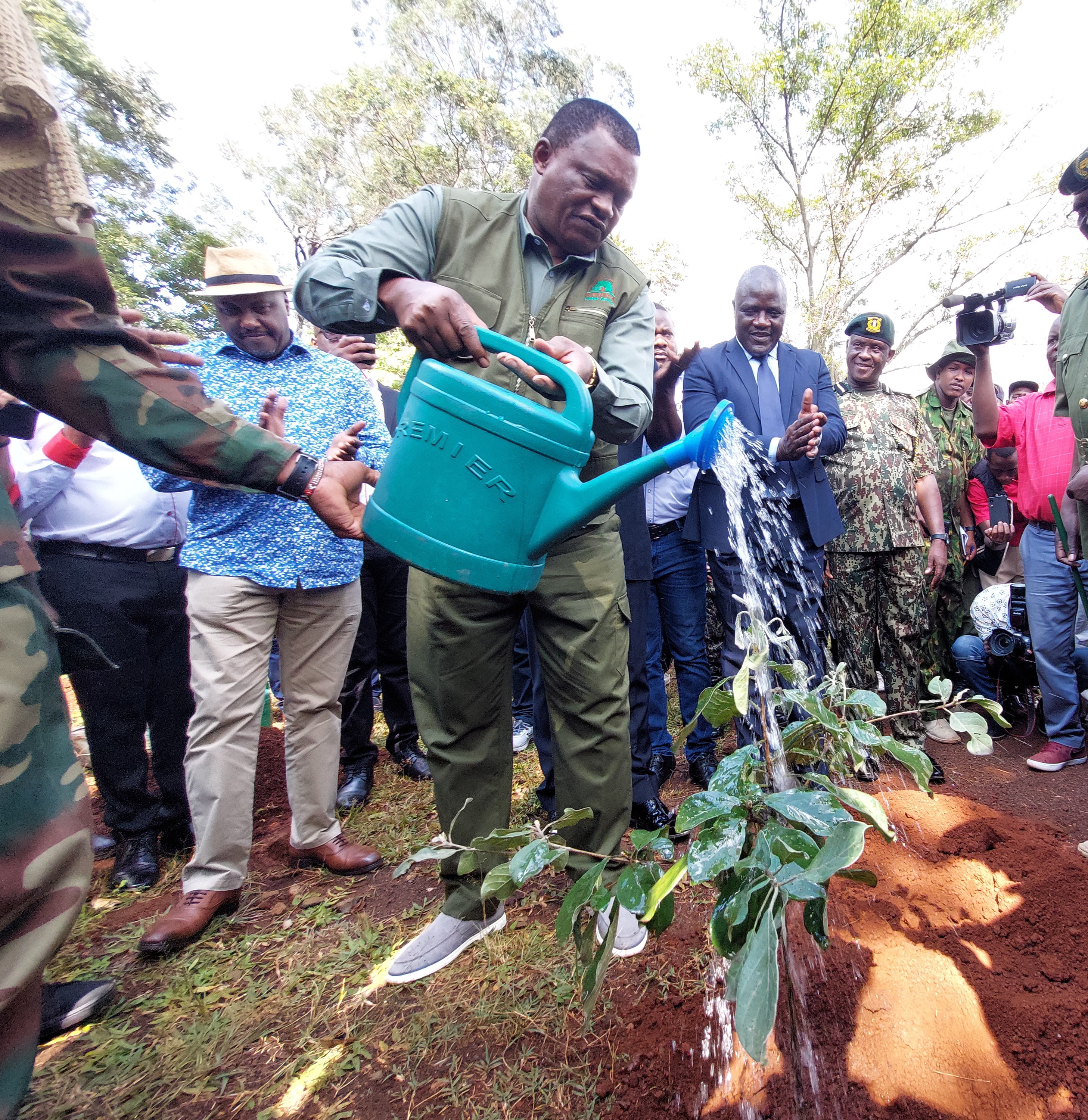 Public Service Cabinet Secretary Justin Muturi during a tree planting exercise at Maseno School in Kisumu County. Photo/Chris Mahandara