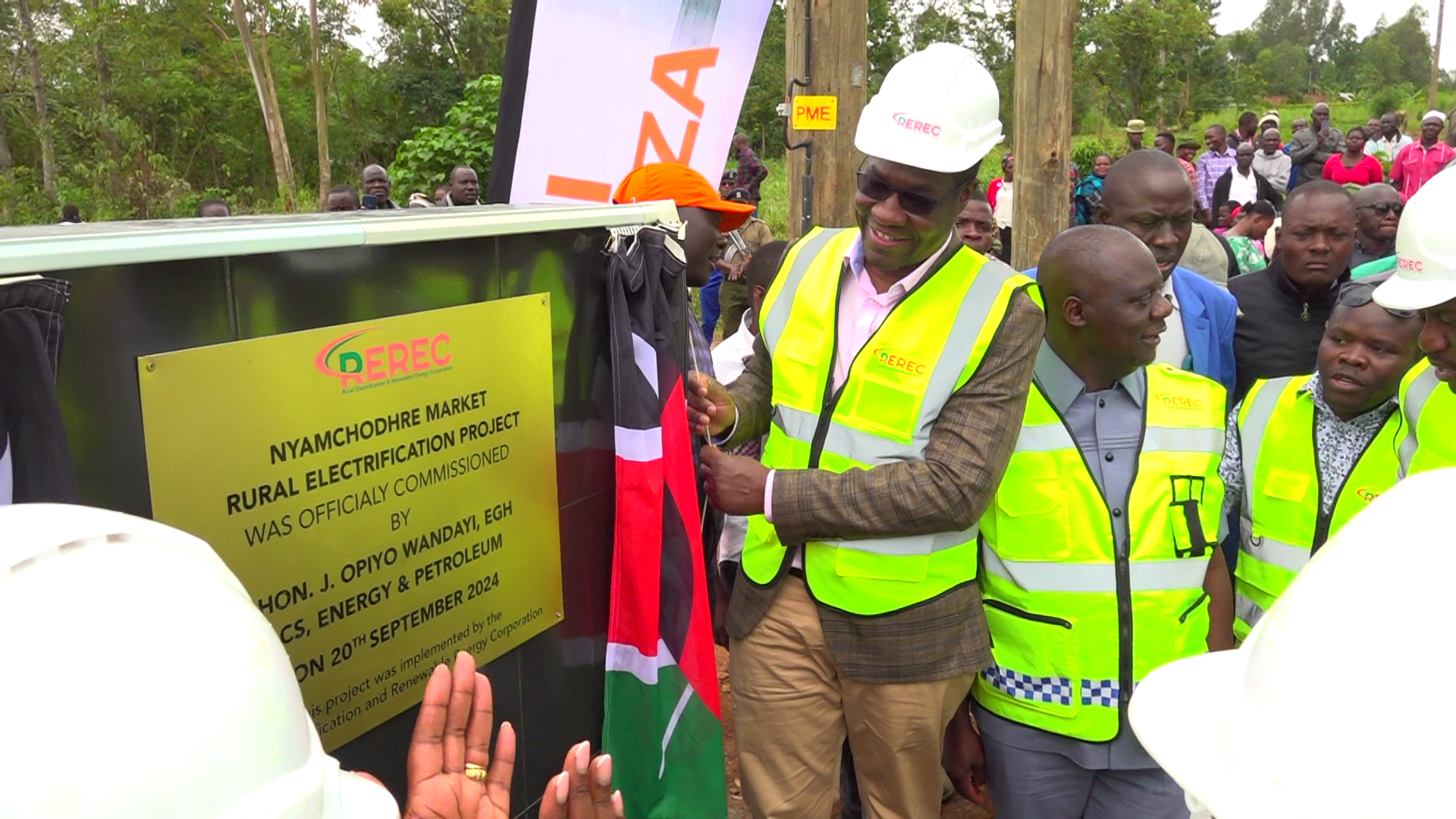 Cabinet Secretary for Energy and Petroleum Opiyo Wandayi during the commissioning of the Sh25.6-Million Nyamchodhre Market Electrification Project in Awendo Sub County. Photos by Geoffrey Makokha.