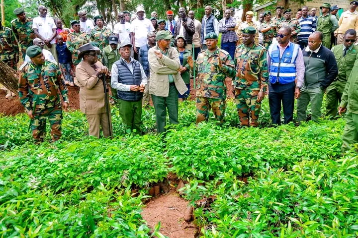 Cabinet Secretary for Environment, Climate Change, and Forestry, Aden Duale accompanied by Bungoma governor Kenneth Lusaka as he launched Sh620 million Integrated Landscape Management Project.