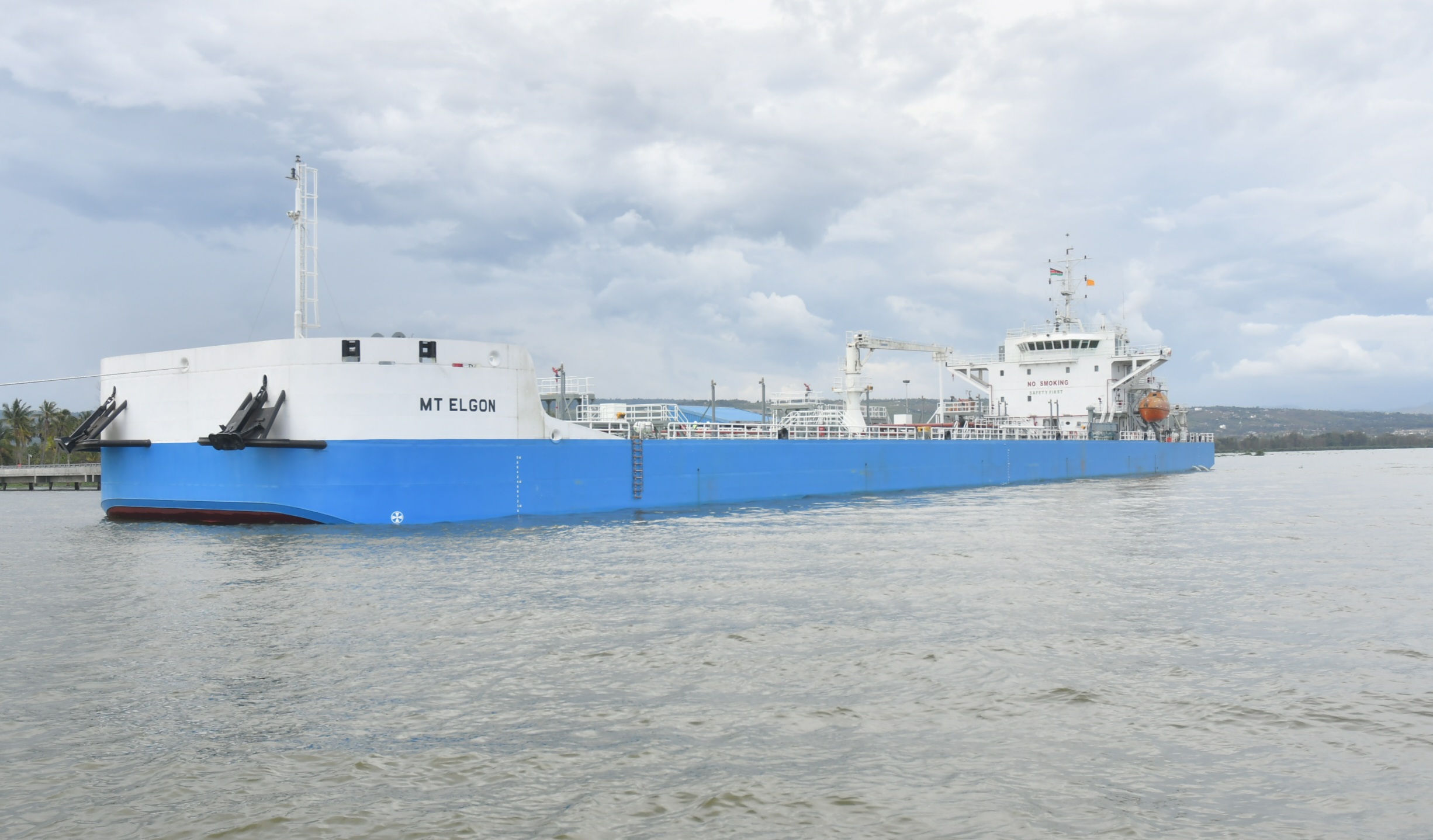 MT Elgon ship makes its maiden call to the Kisumu Oil jetty. The vessel will transport petroleum products from the facility to Uganda.  Photo/Chris Mahandara.