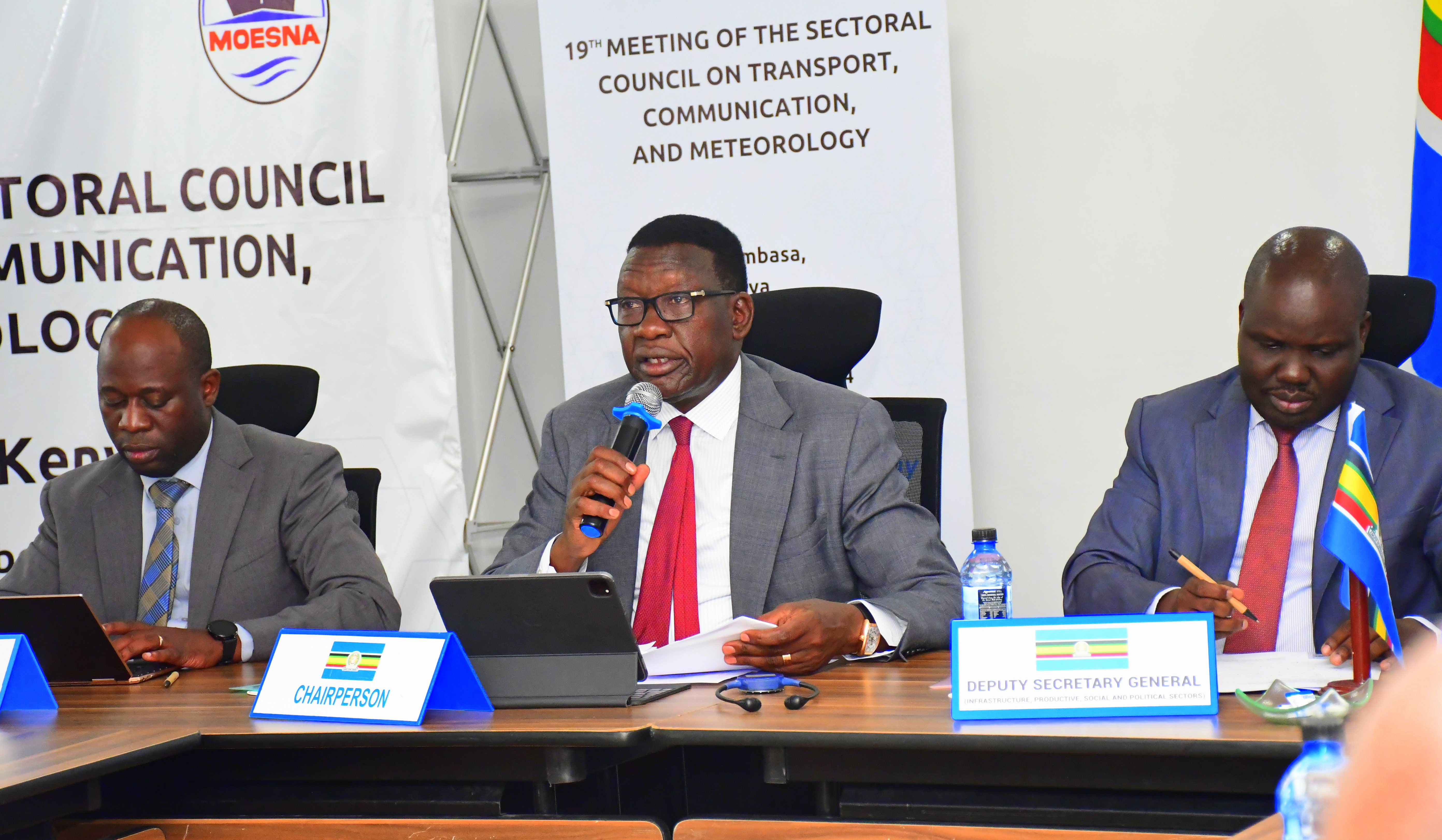 Cabinet Secretary (CS) for Roads and Transport, Davis Chirchir (c), chairs the 19th meeting of the Sectoral Council on transport, communication and meteorology in Mombasa. Photo/Andrew Hinga