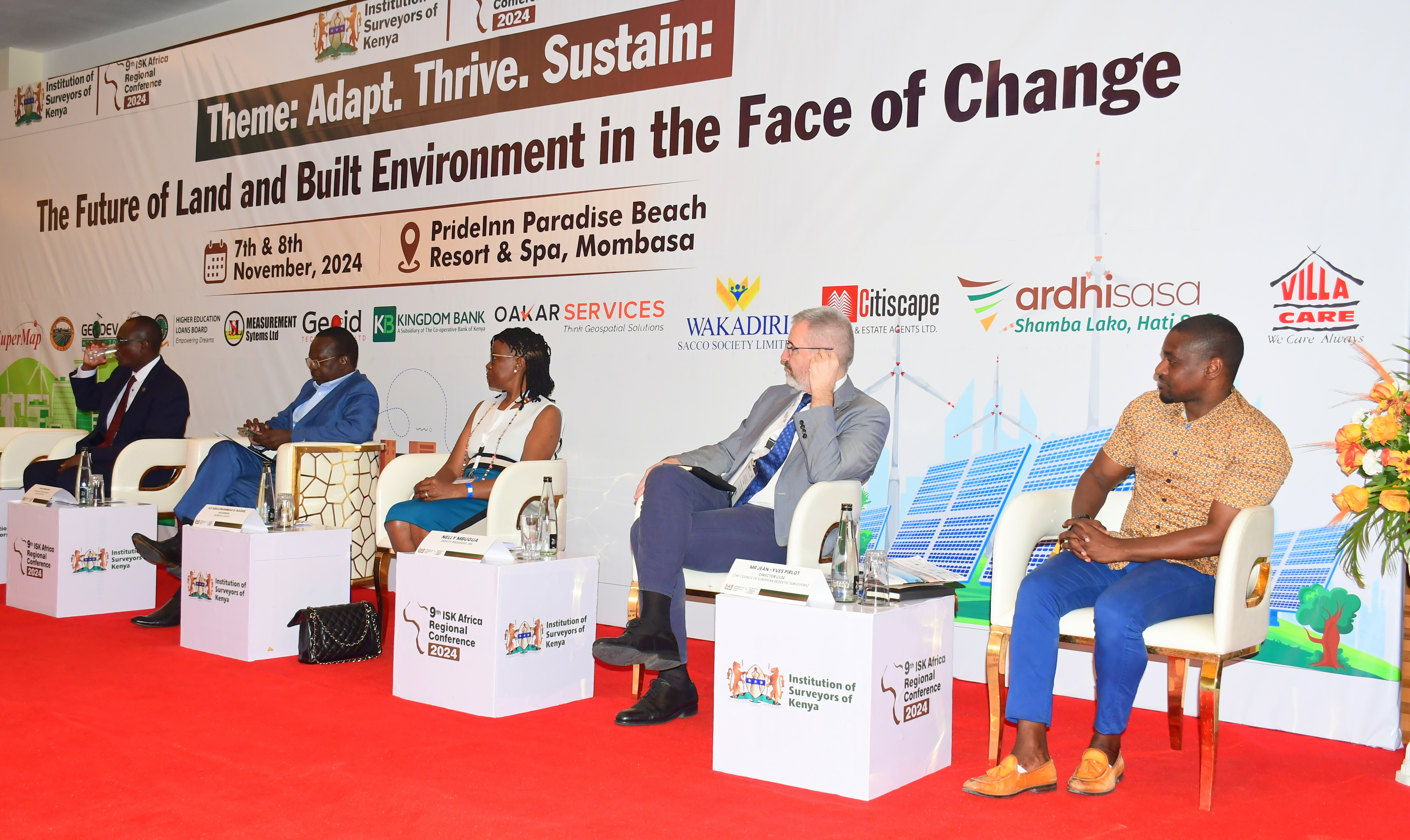 Panelists during deliberations at the 9th Institute of Surveyors of Kenya (ISK) conference, Mombasa. Photos/Andrew Hinga