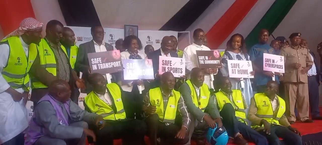Prime Cabinet Secretary and Cabinet Secretary for Foreign and Diaspora Affairs, Musalia Mudavadi (Centre in white, flanked by Kakamega Governor (R), President’s advisor on Women’s, Harriet Chiggai, and other leaders during the launch of a three-year initiative that aims to reduce incidents of Sexual and Gender-Based Violence (SGBV) in the country. 