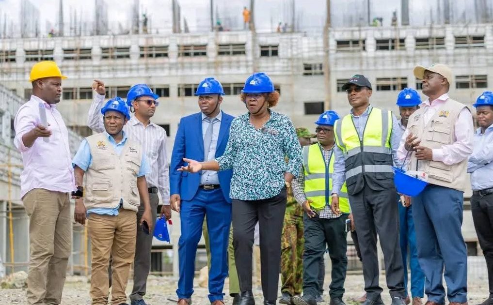 Alice Wahome Cabinet Secretary for Lands, Public works, Housing and Urban Development during an inspection tour of 220 Affordable Housing units in Machakos. PHOTO/ANNE KANGERO
