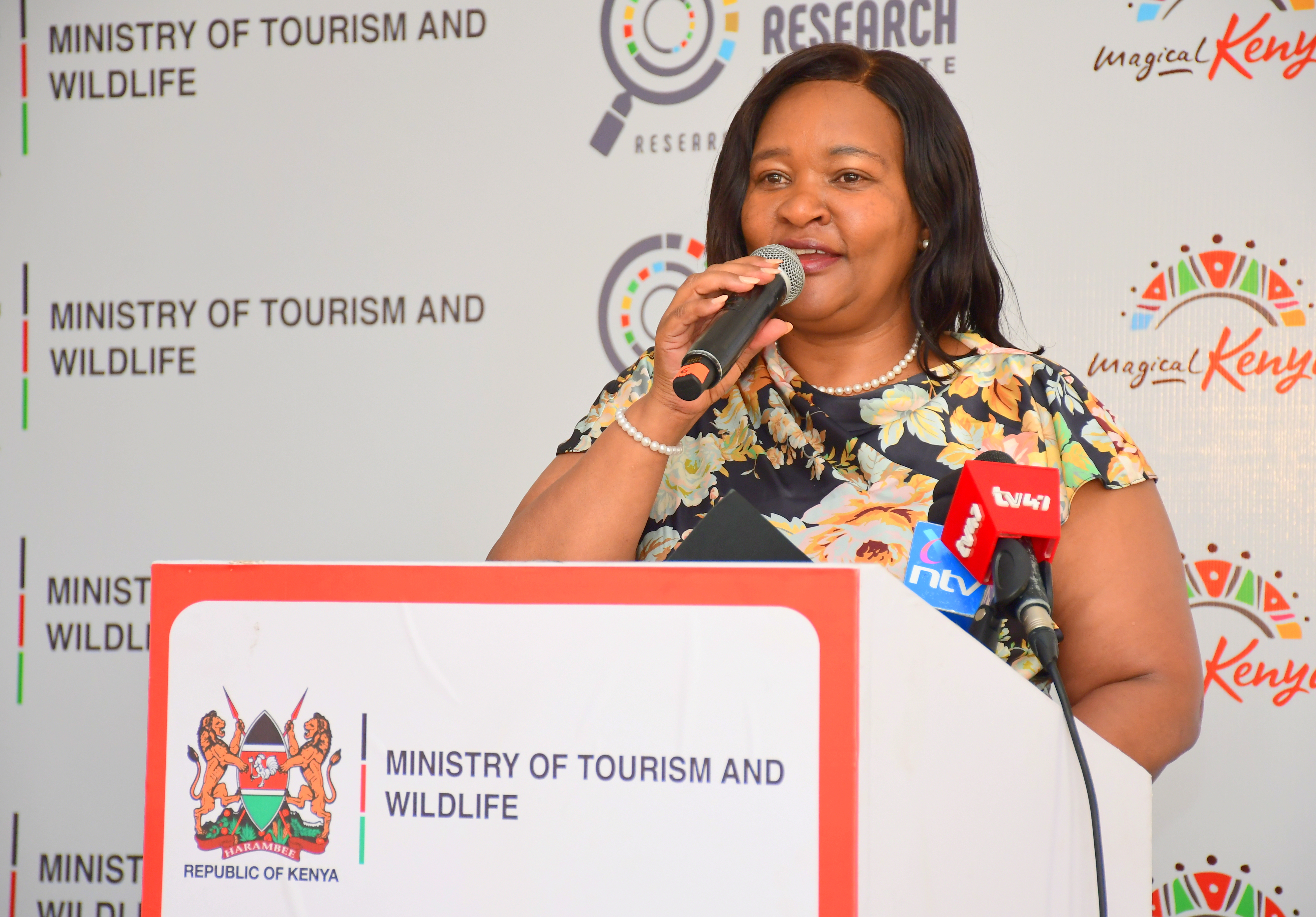 Cabinet Secretary (CS) for Tourism and Wildlife Rebecca Miano gives keynote address during the release of the 2024 Tourism performance results at a Mombasa hotel