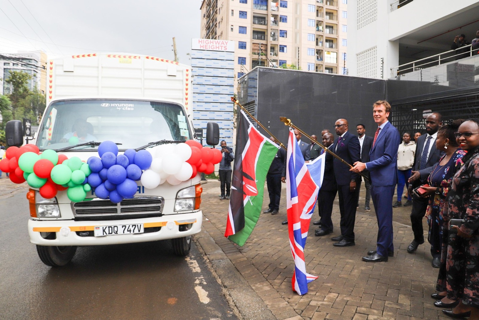 PS  ICT and Digital Economy, Eng. John Tanui and British  Deputy High Commissioner Dr. Ed Barnett flagging off  computers at Highway Height, Nairobi. Photo/Courtesy