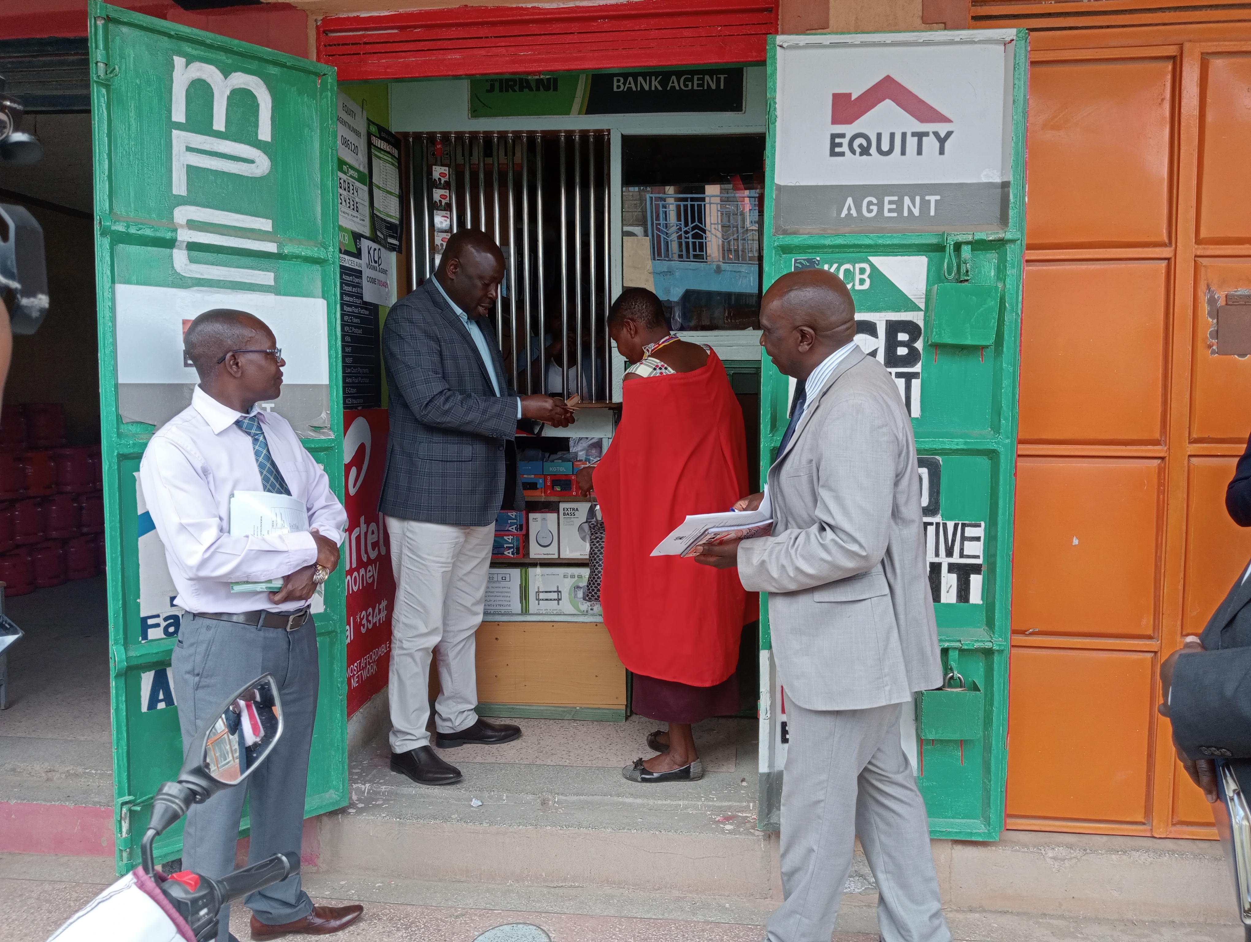 Principal Secretary for Social Protection Joseph Motari conducting spot checks at Ngong to monitor the ongoing Inua Jamii cash transfer payments. PHOTO/DIANA MENETO