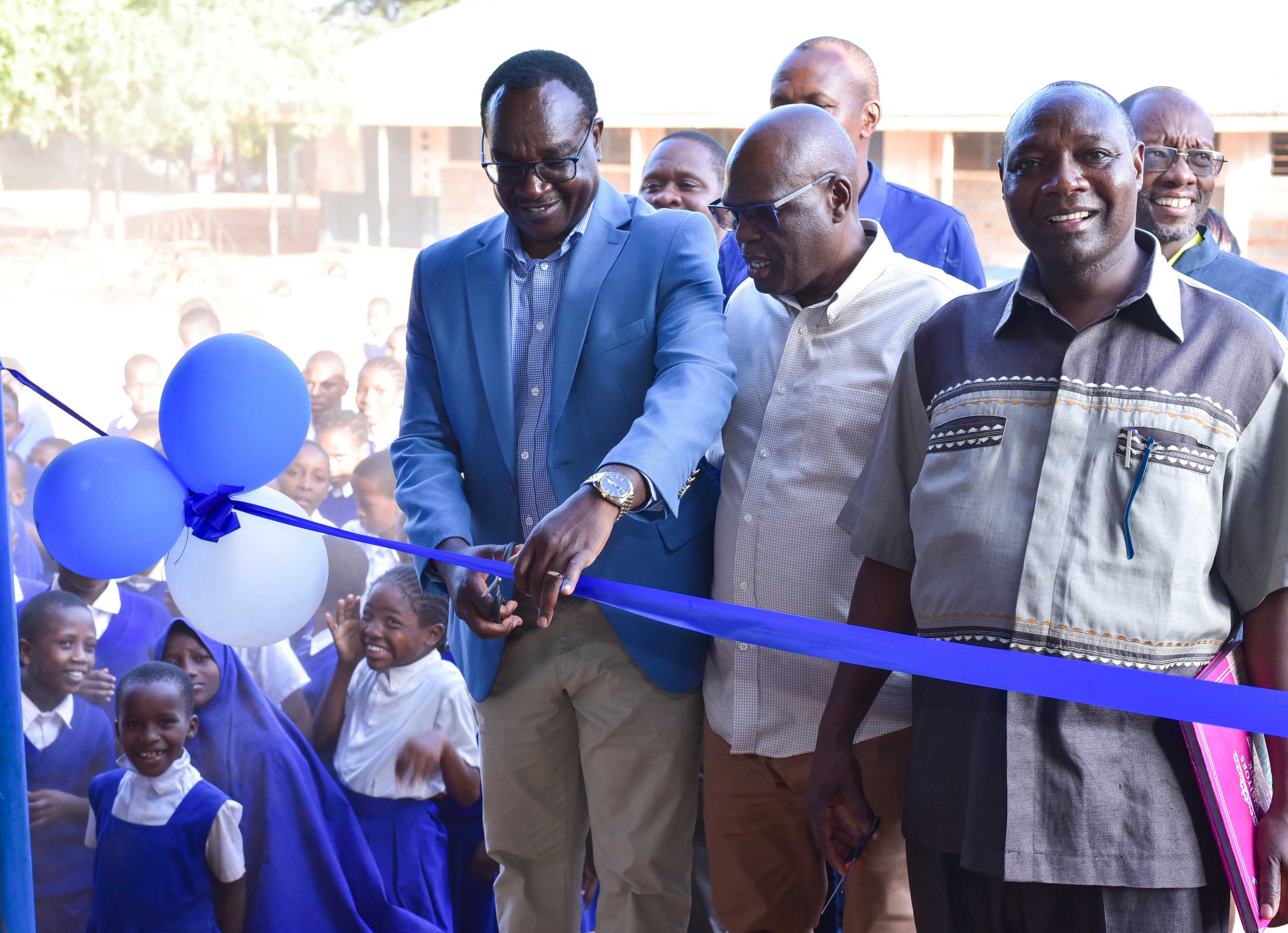 CS Julius Migos commissions newly constructed Junior School classrooms at Mwanyambo Comprehensive School in Voi. Photo/Courtesy