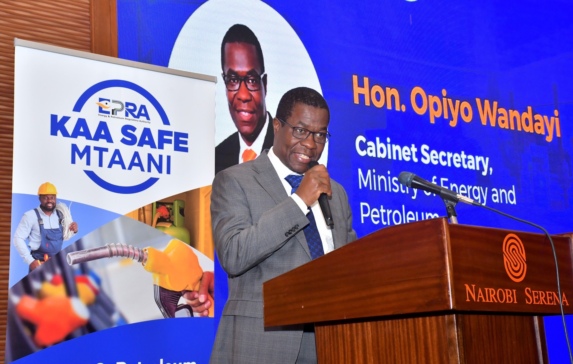 Energy and Petroleum Cabinet Secretary James Opiyo Wandayi, speaking during the  Kaa Safe Mtaani launch