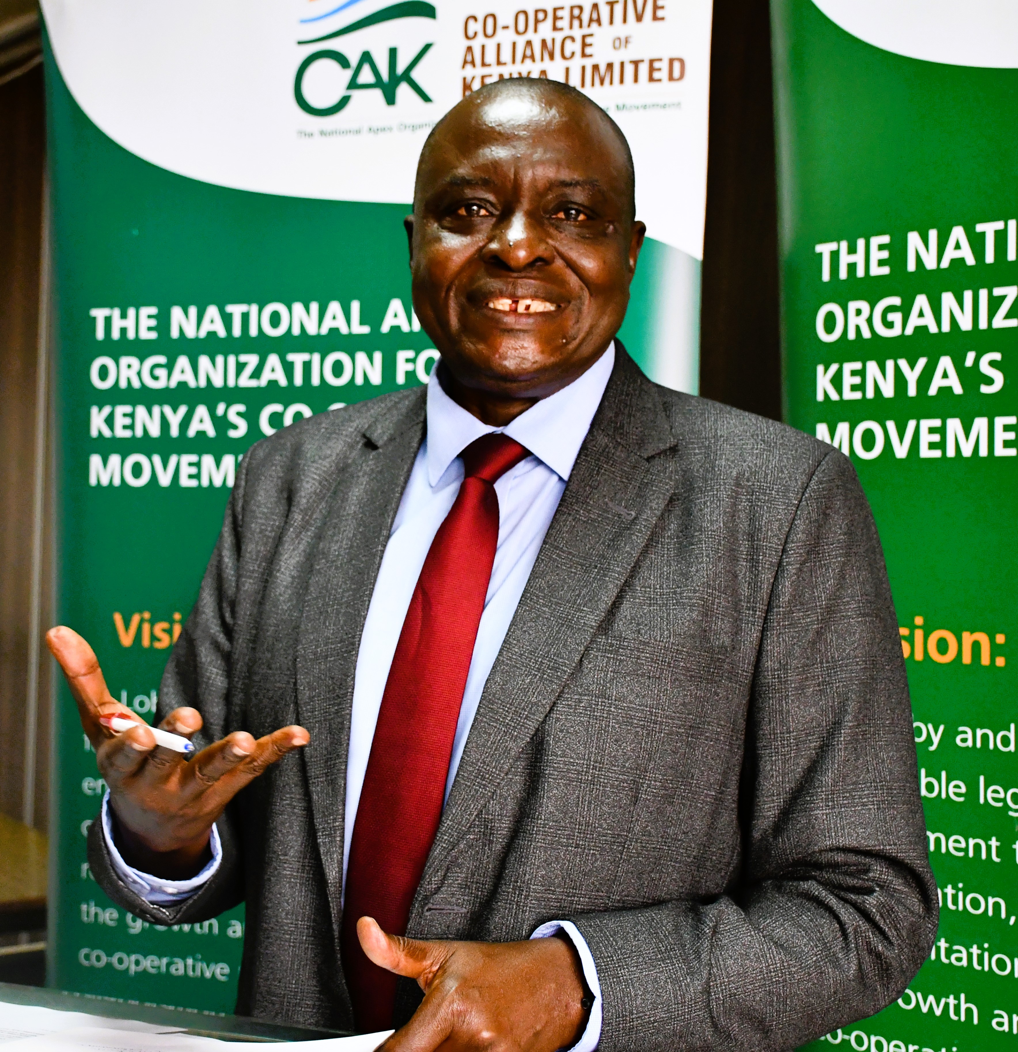 Cooperative Alliance of Kenya (CAK) Chief Executive Officer (CEO) Daniel Marube speaking on Wednesday during a precursor event for the Ushirika day. PHOTO BY JOSEPH NG’ANG’A