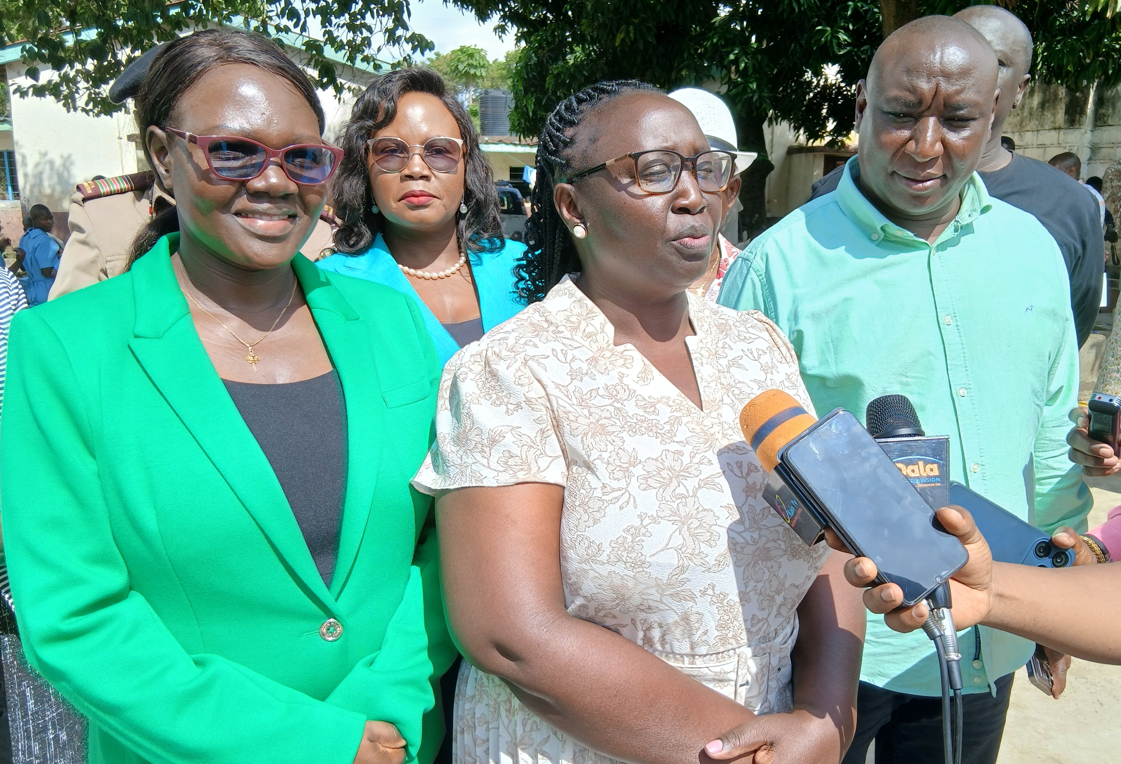 Cabinet Secretary for Gender, Culture, the Arts and Heritage Hannah Wendot (centre) addressing the media at Kisumu Children Remand Home.PHOTO: CHRIS MAHANDARA
