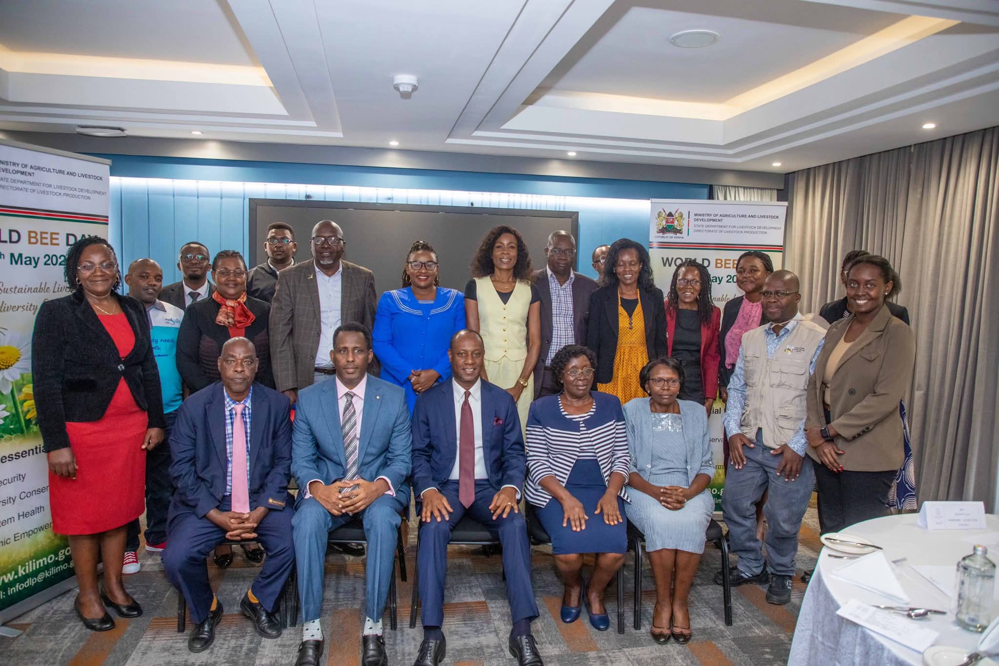  Principal Secretary for Livestock Development Jonathan Mueke, seated in the middle, pictured during apiculture stakeholders’ meeting ahead of the 2026 World Bee Day that will be celebrated on May 20, 2026.
