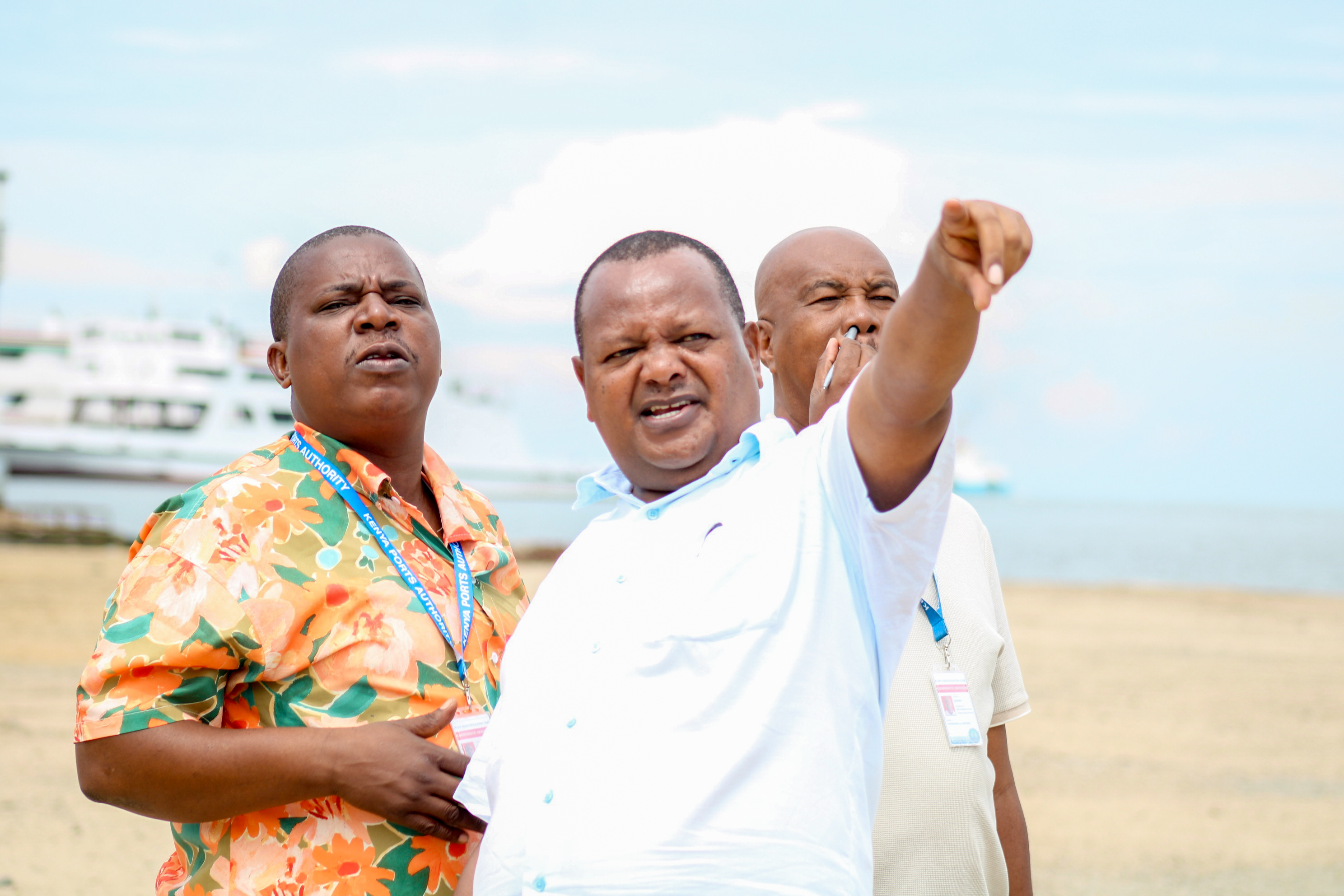 Port Manager Cargo Services, Patrick Makau, explains a point during a tour of the facility.