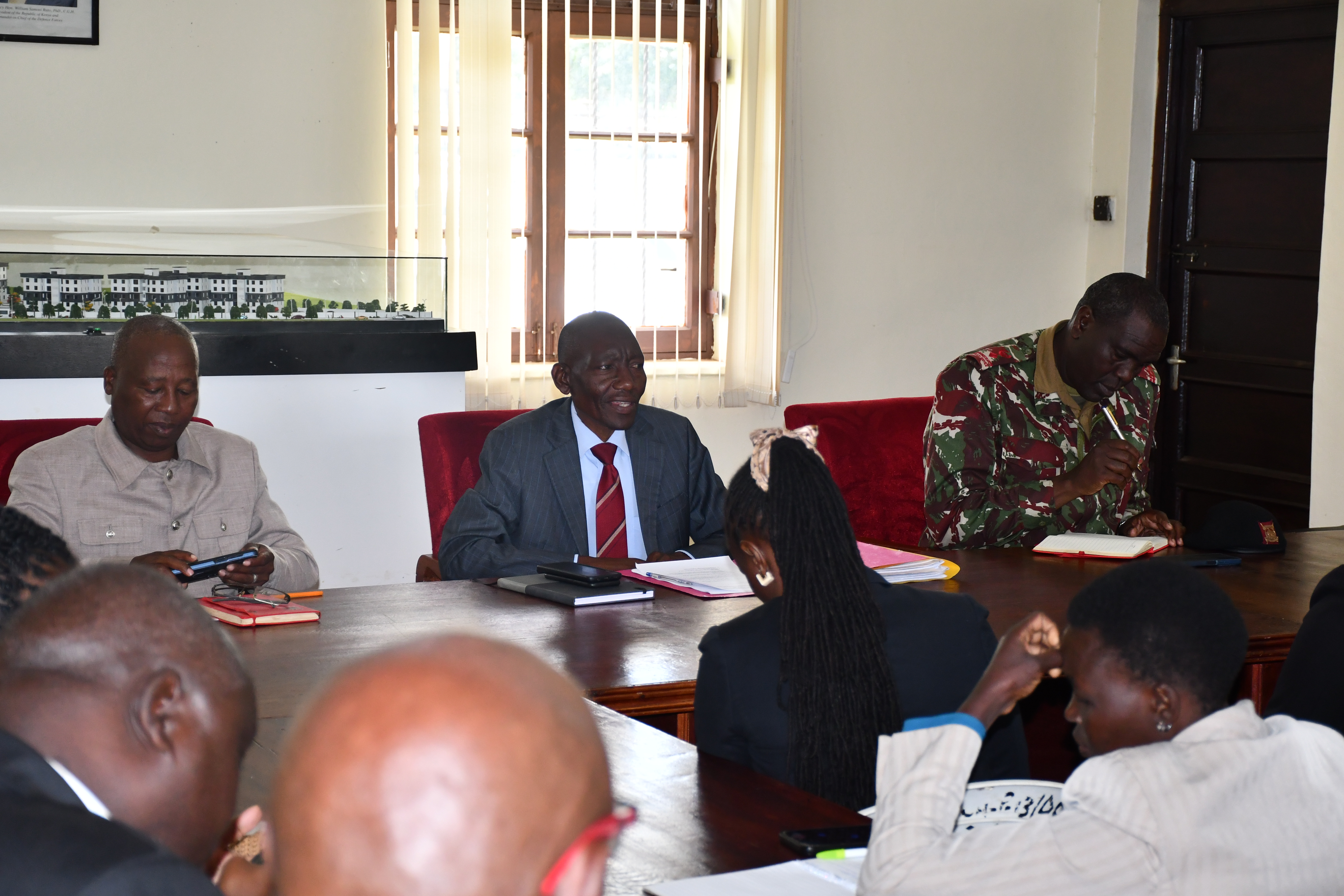 Kericho County Commissioner, Jeremiah Mwai Gicheru, speaking during the County Service Delivery Meeting attended by the national government department heads