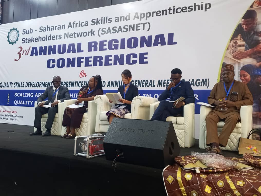 High level Ministerial panel session during the 3rd annual regional conference of SubSaharan africa skills and Appreticesship Stakeholders Network in Abuja, Nigeria. Dr. Wanjiru Kariuki (second Left) from the State Department for Labour and Skills Development represented Kenya.