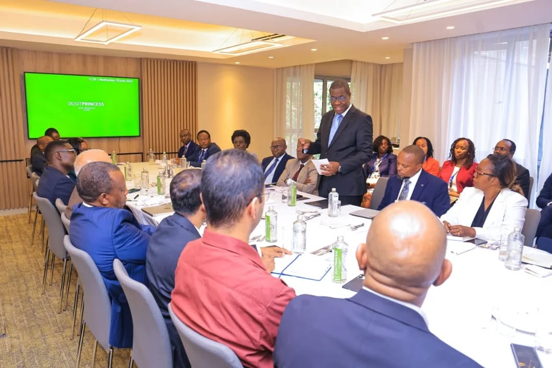 Energy and Petroleum Cabinet Secretary Opiyo Wandayi, standing, engaging with leaders and representatives of the manufacturing sector under the Kenya Association of Manufacturers (KAM).