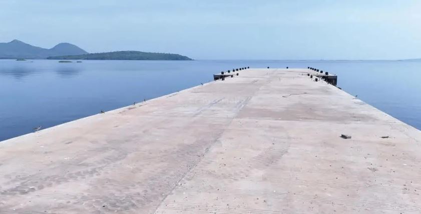 A photo of the ferry ramp at the Sh500 million Homa Bay pier that is being rehabilitated to serve as vital maritime link to Kisumu, Kendu Bay, Mbita, Uganda and Tanzania hubs.