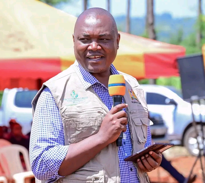 The CEO of Lake Victoria North Water Services Development Agency Joel Wamalwa speaking after handing over three sites in Nandi County for the construction of water supply systems