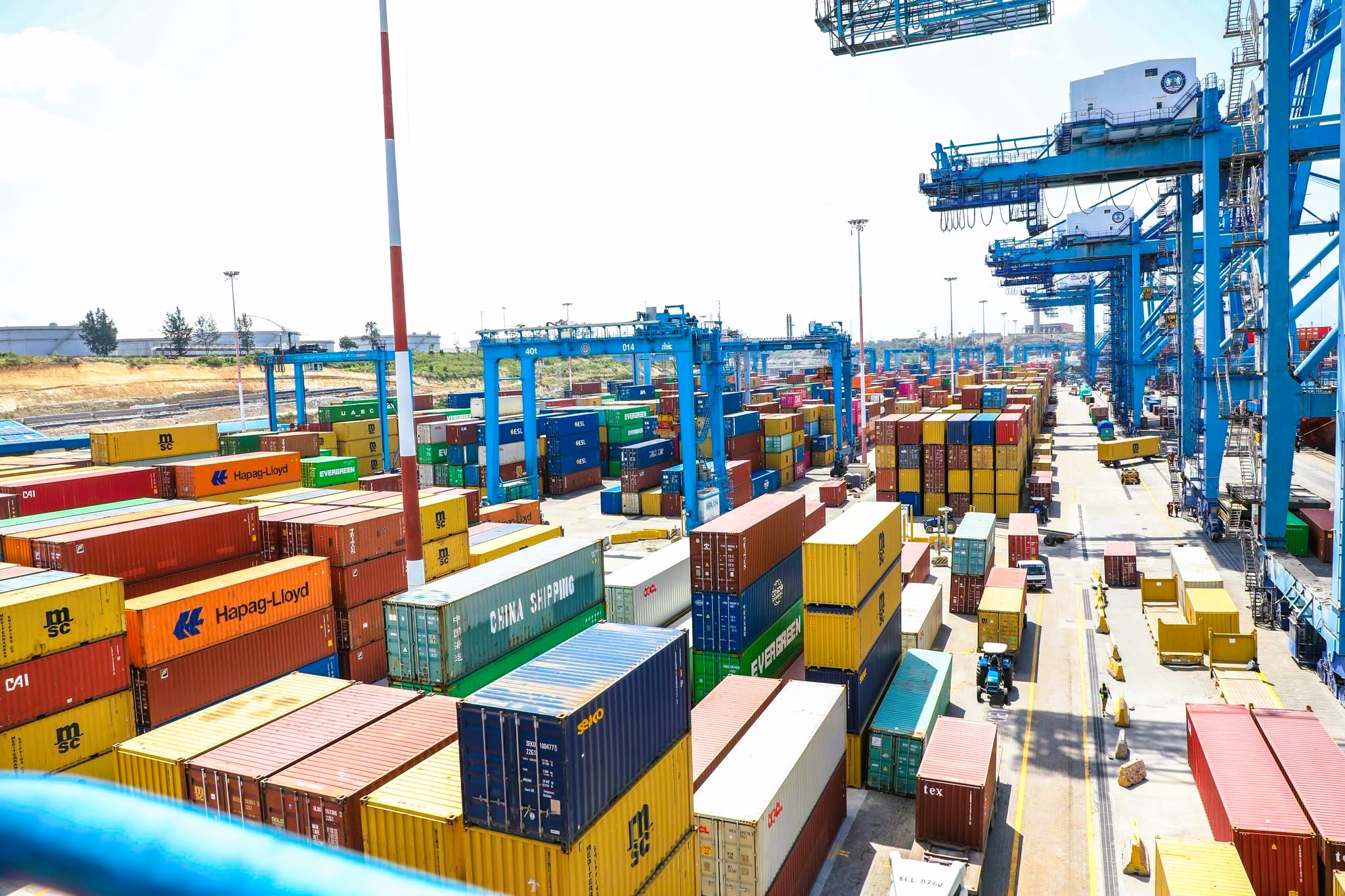 A general view of containerised cargo stacked at one of the container terminals at the Port of Mombasa.