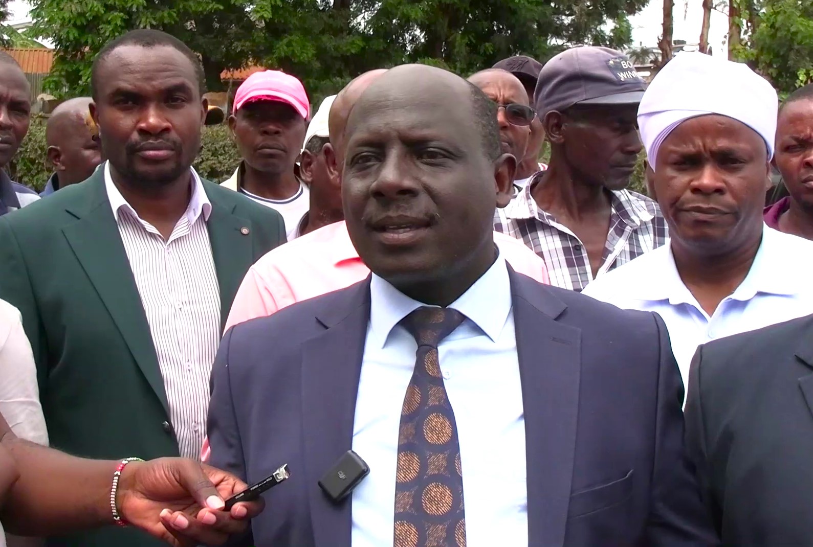 NIA chairperson Eng. Gilbert Maluki speaking to media in Mwea,Kirinyaga County