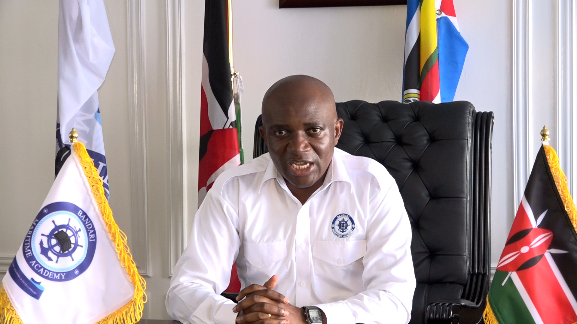 Bandari Maritime Academy (BMA) CEO Dr. Eric Katana, in an exclusive interview with KNA at his office, Mombasa.