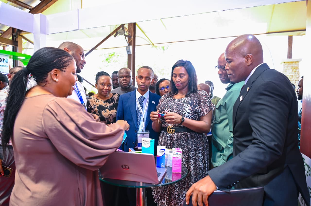 Principal Secretary for Public Health and Professional Standards Mary Muthoni, joins Pharmacy and Poisons Board Chairperson Dr. John M. Munyu, Kenya Pharmaceutical Association officials and delegates during the 22nd Kenya Pharmaceutical Association Scientific Conference in Mombasa