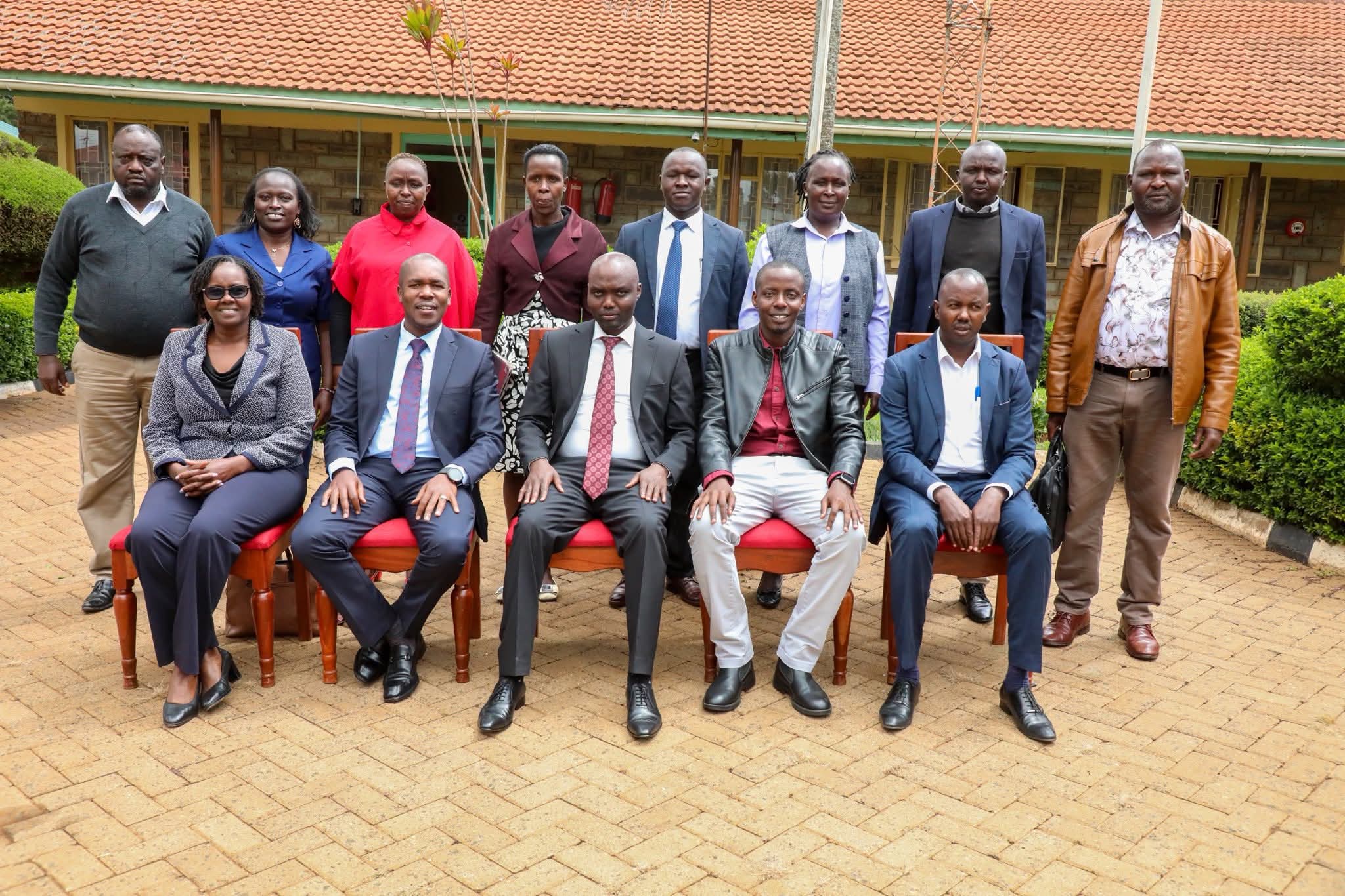New KCC Managing Director Joseph Choge ( left ) and Elgeyo Marakwet  governor Wisley Rotich during the director's visit to the county’s headquarters in Iten.