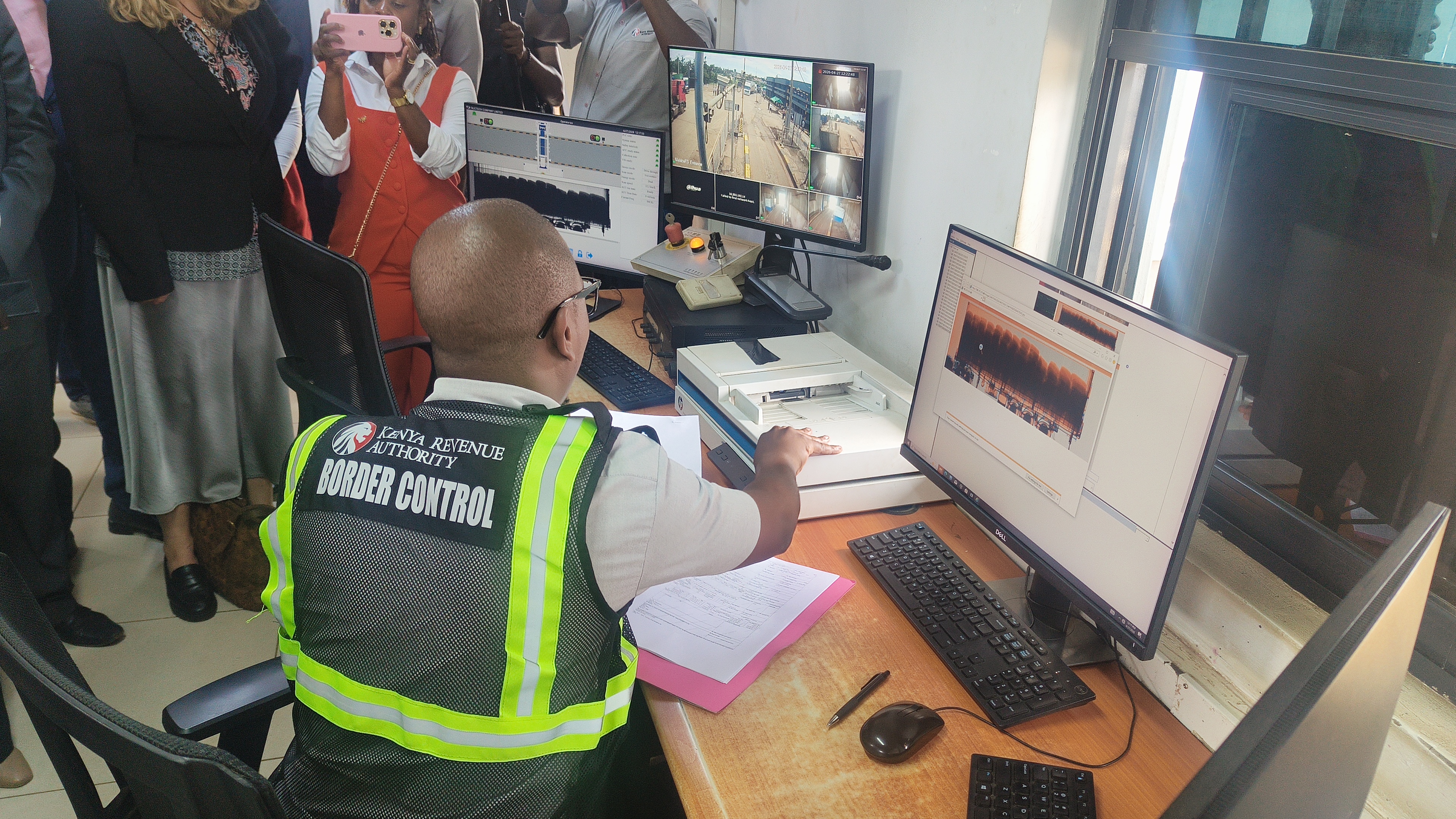 A border control official demonstrates how clearing of cargo takes place at the Malaba border enabling seamless movement of goods while enhancing cross-border trade.