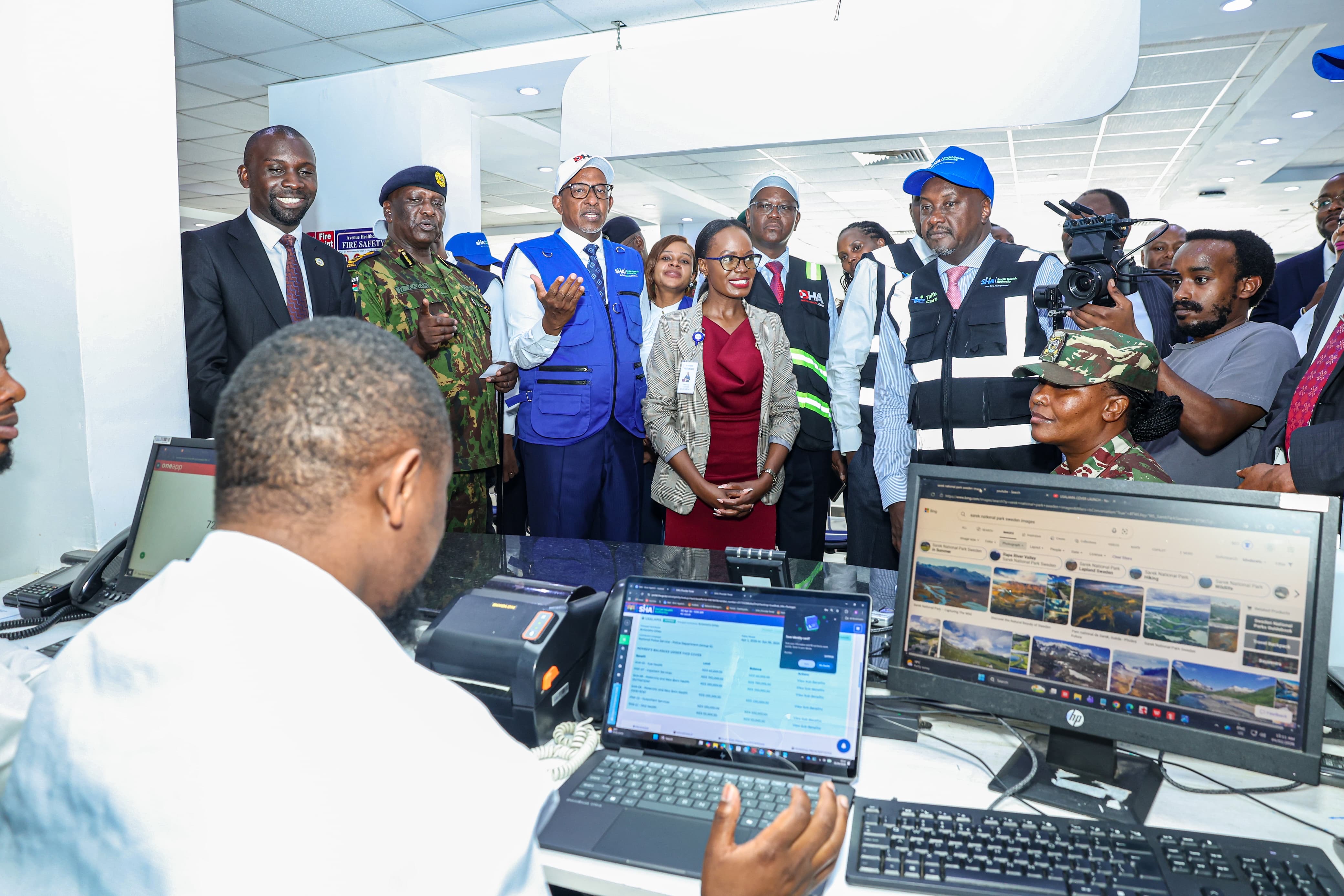 Cabinet Secretaries Aden Duale and Kipchumba Murkomen tour Avenue Hospital during the launch of the Usalama Cover in Nairobi.