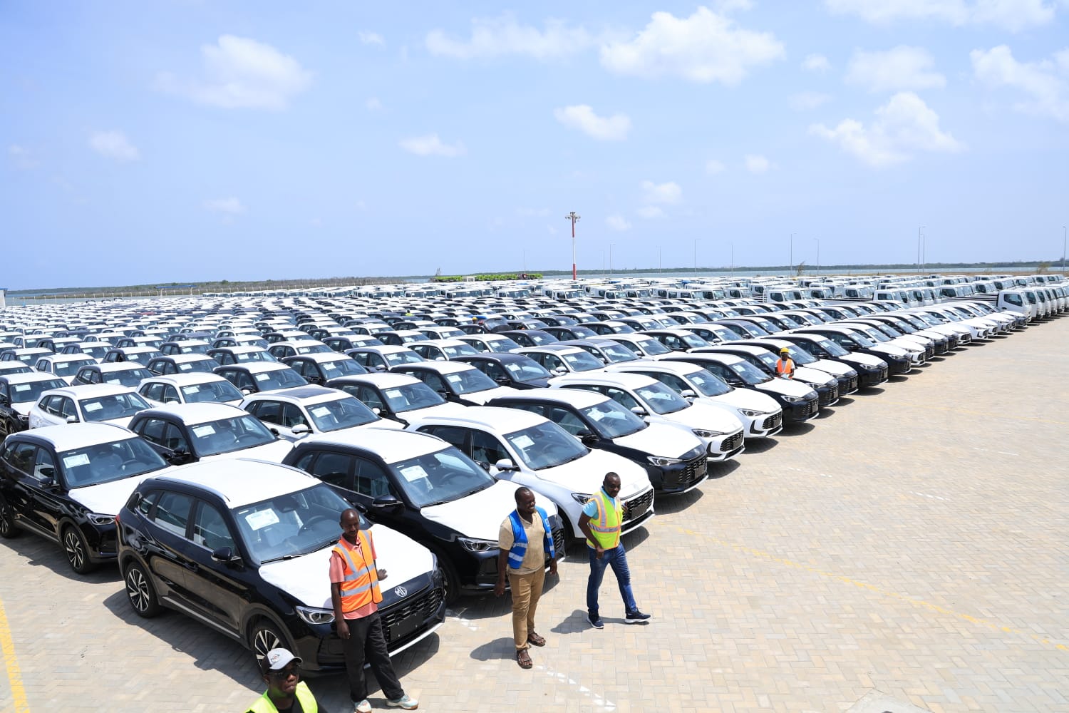 Vehicles offloaded from MV Grande Florida Parlemo that docked at Lamu Port. PHOTO: HANIEL KABARA/KNA
