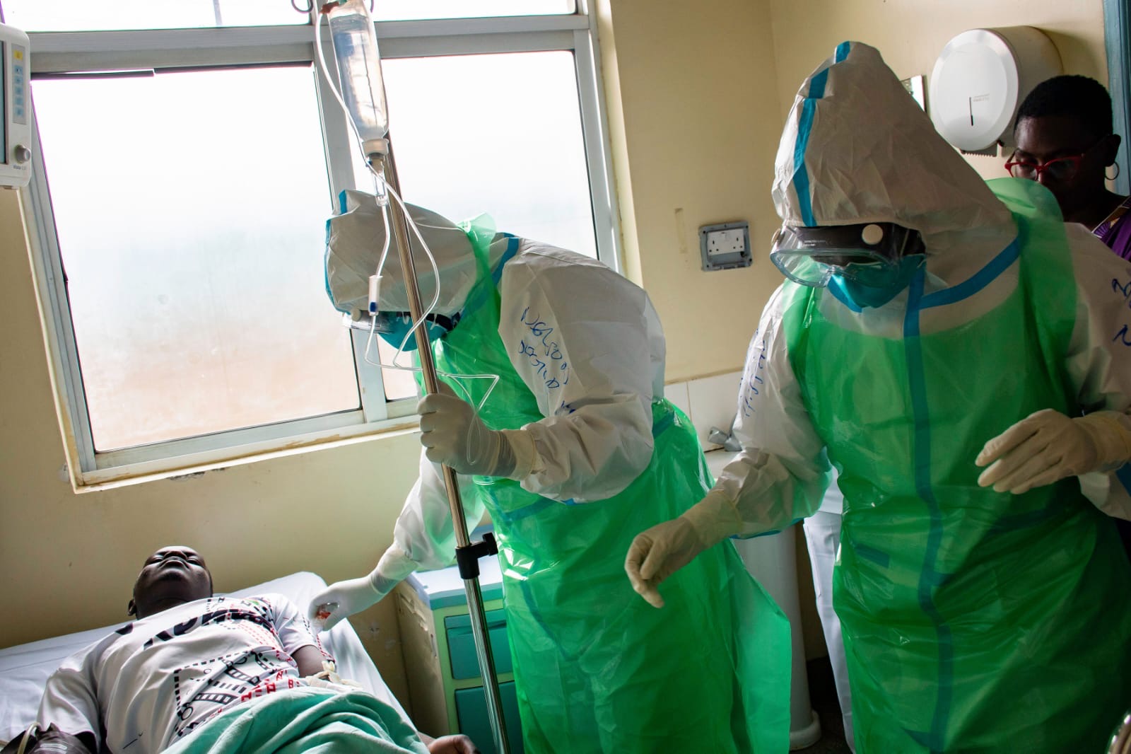 Officials from KNPHI, Kenyatta National Hospital and partner organisations observe response teams during a full-scale Ebola simulation drill designed to strengthen coordination, case management and infection prevention and control measures.