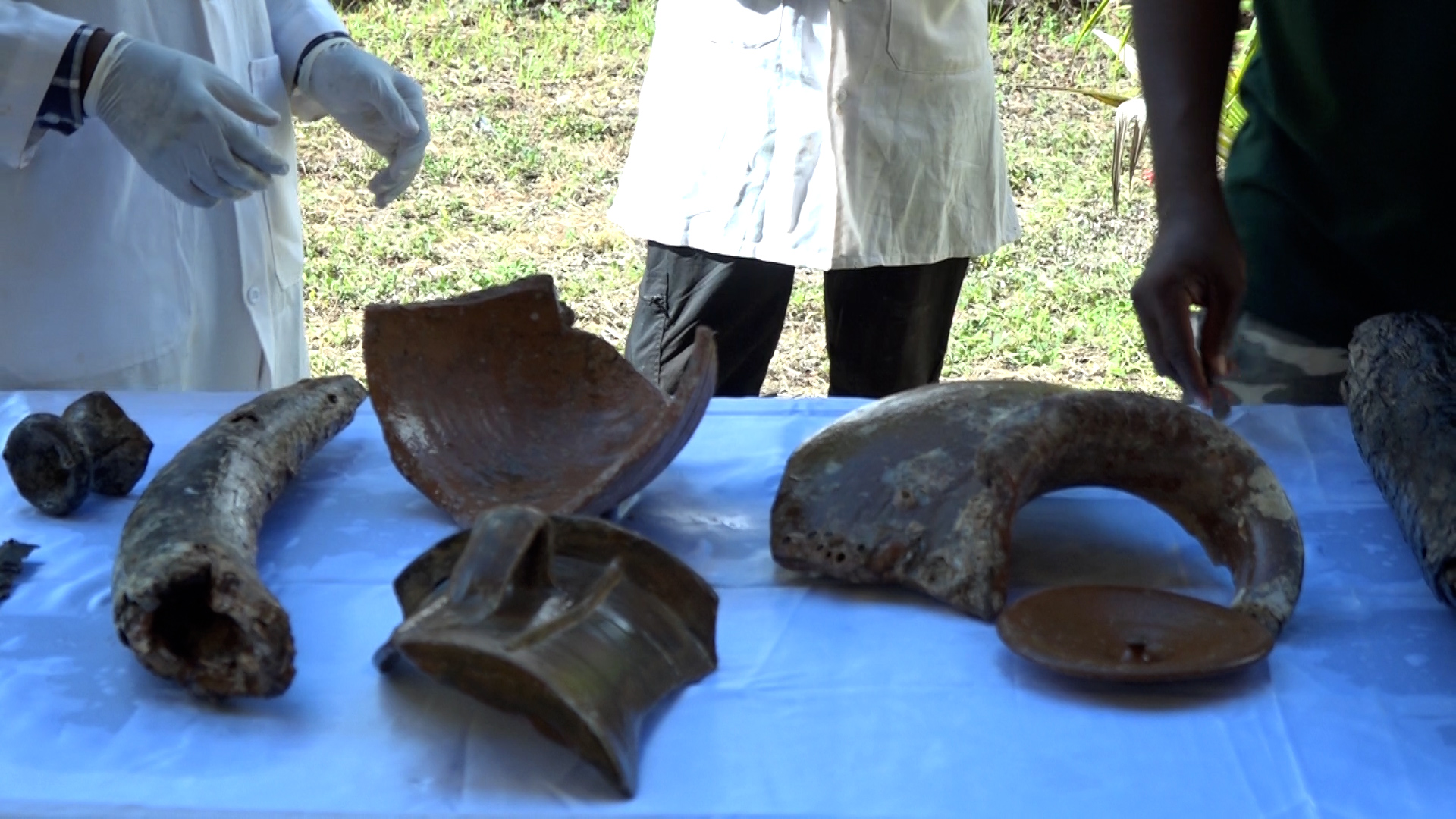 Some of the artifacts retrieved from a ship wreckage off the Ngomeni shores in Magarini Sub County, Kilifi County. Photo/Emmanuel Masha