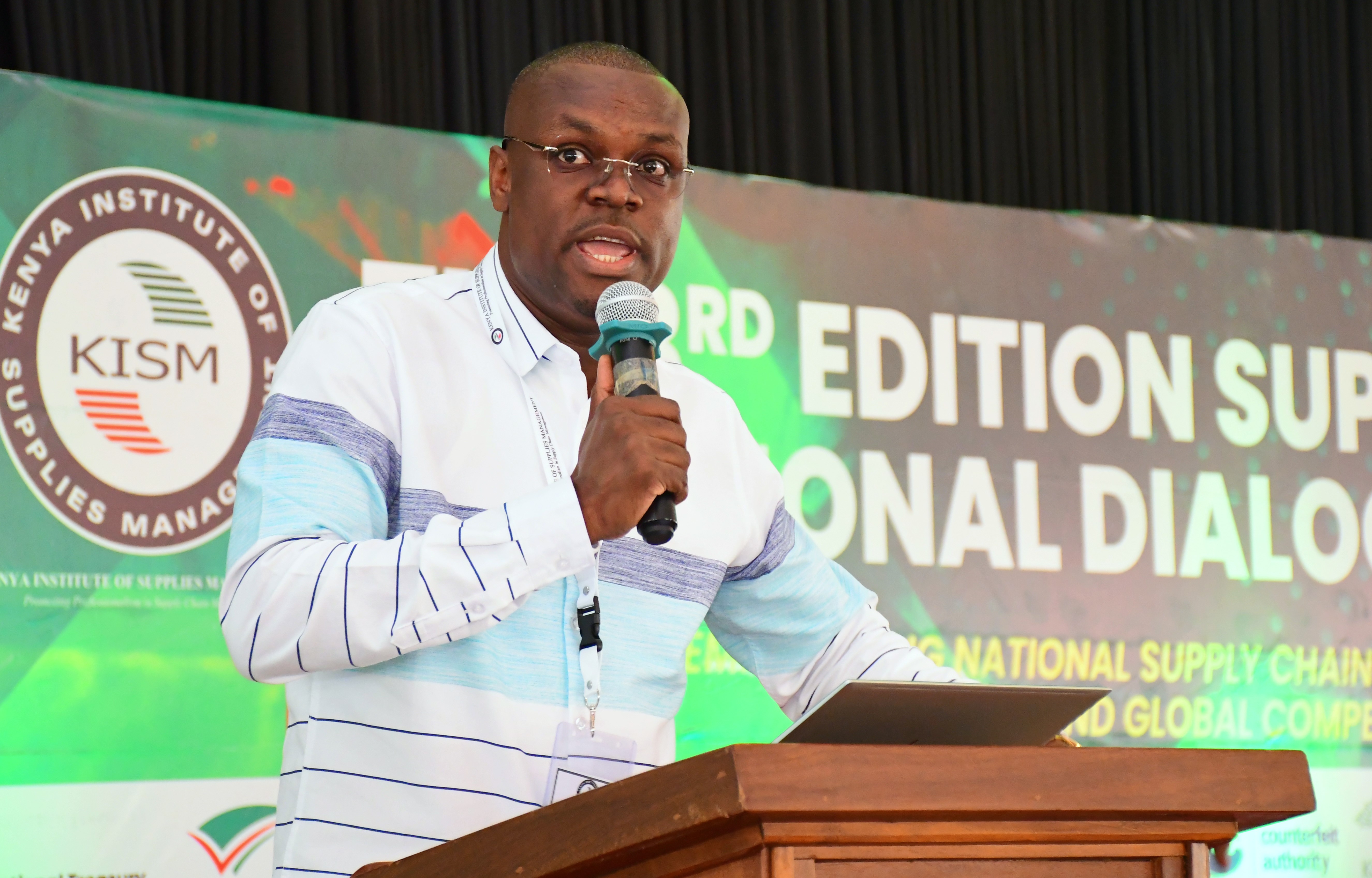 Kenya Institute of Supplies Management (KISM) Chief Executive Officer (CEO) Kenneth Matiba during the 3rd KISM National Dialogue in Mombasa. Photo/Andrew Hinga