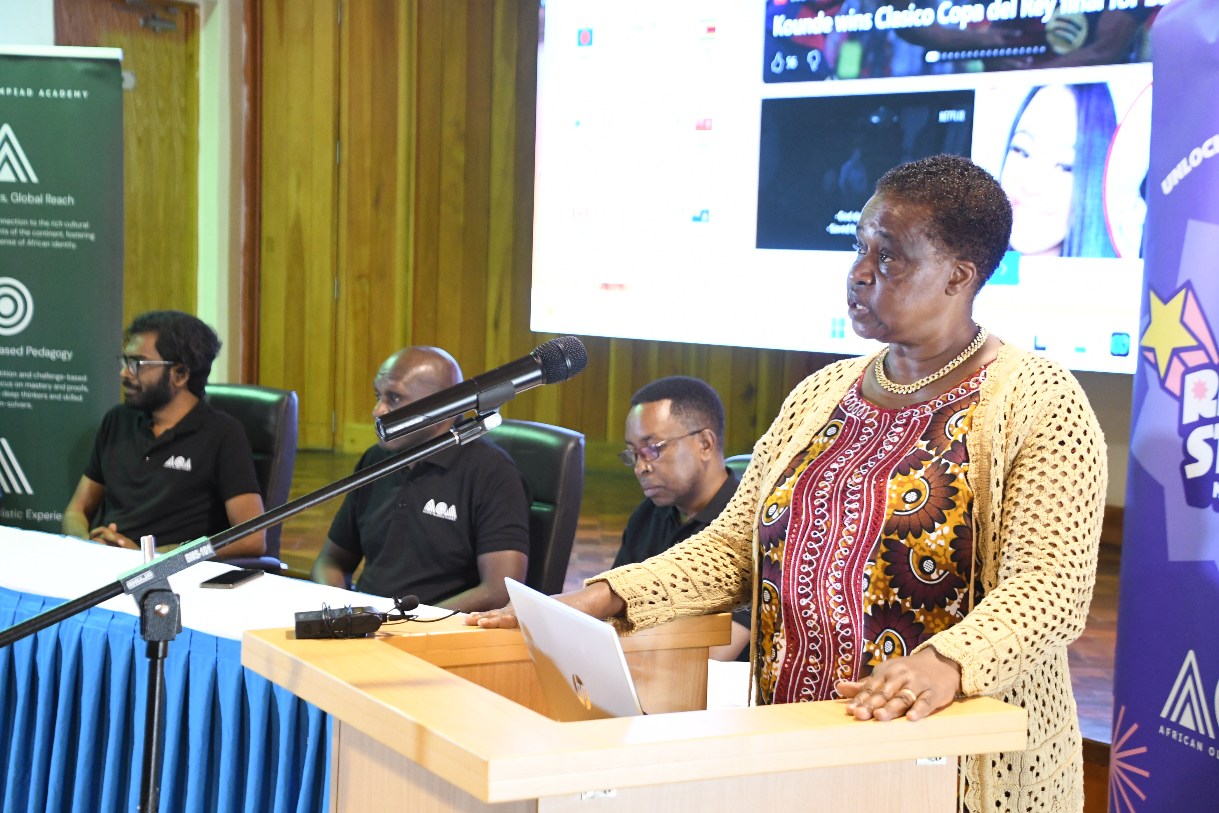 Deputy Director, Science, Technology, Engineering and Mathematics (STEM) Research and Innovation, Center for Mathematics, Science and Technology Education in Africa (CEMASTEA), Gladis Masai speaks during the closing of Rising Stars 2025 Math Camp. Photo/ Bonface Malinda