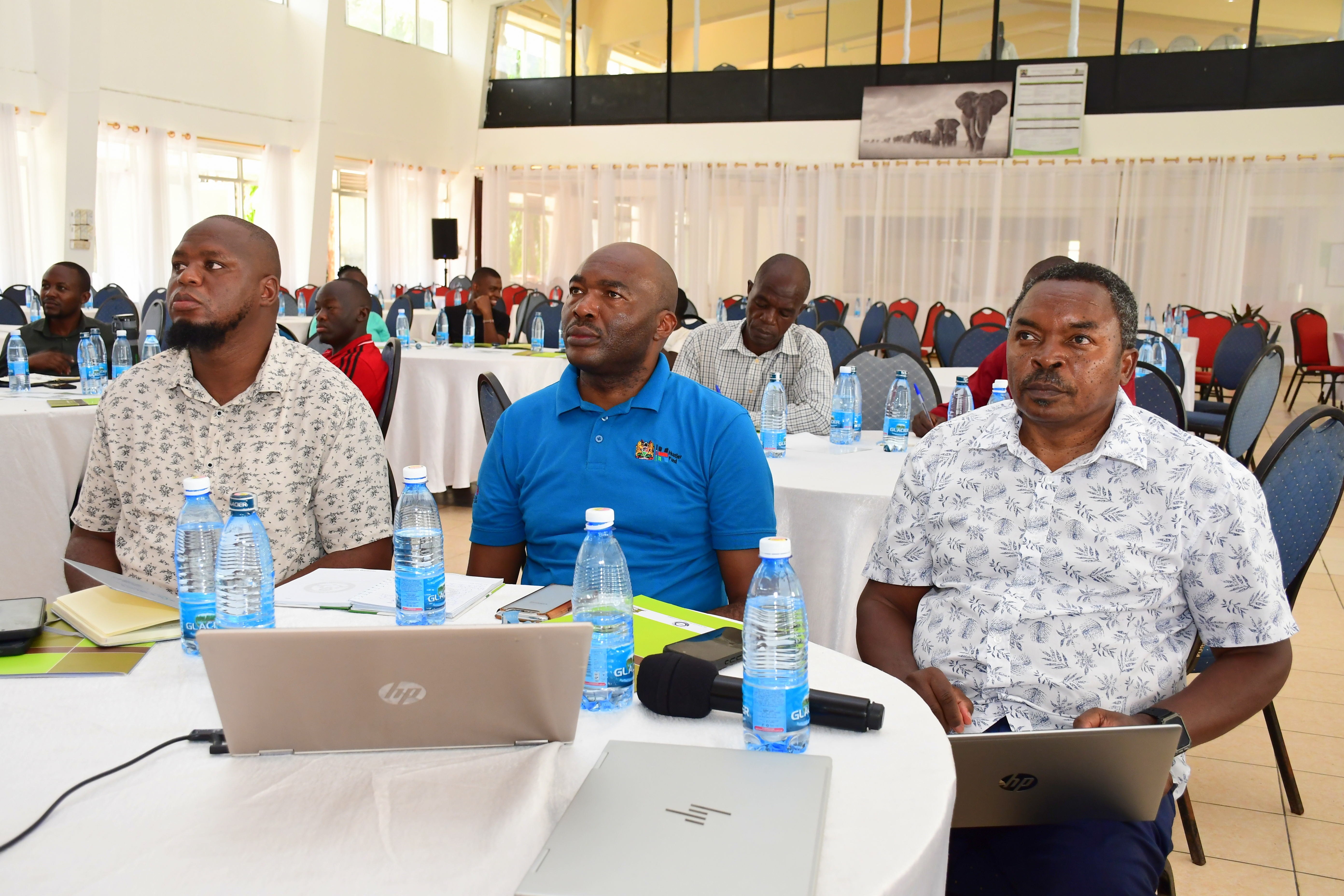  Secretary for Renewable Energy at the Ministry of Energy, Eng. Isaac Kiva (c) briefs the media on the sidelines of a public participation on the draft National Energy Policy 2025 and draft National Petroleum Policy 2025 at Kenya School of Government (KSG), Mombasa. PHOTO: ANDREW HINGA/KNA