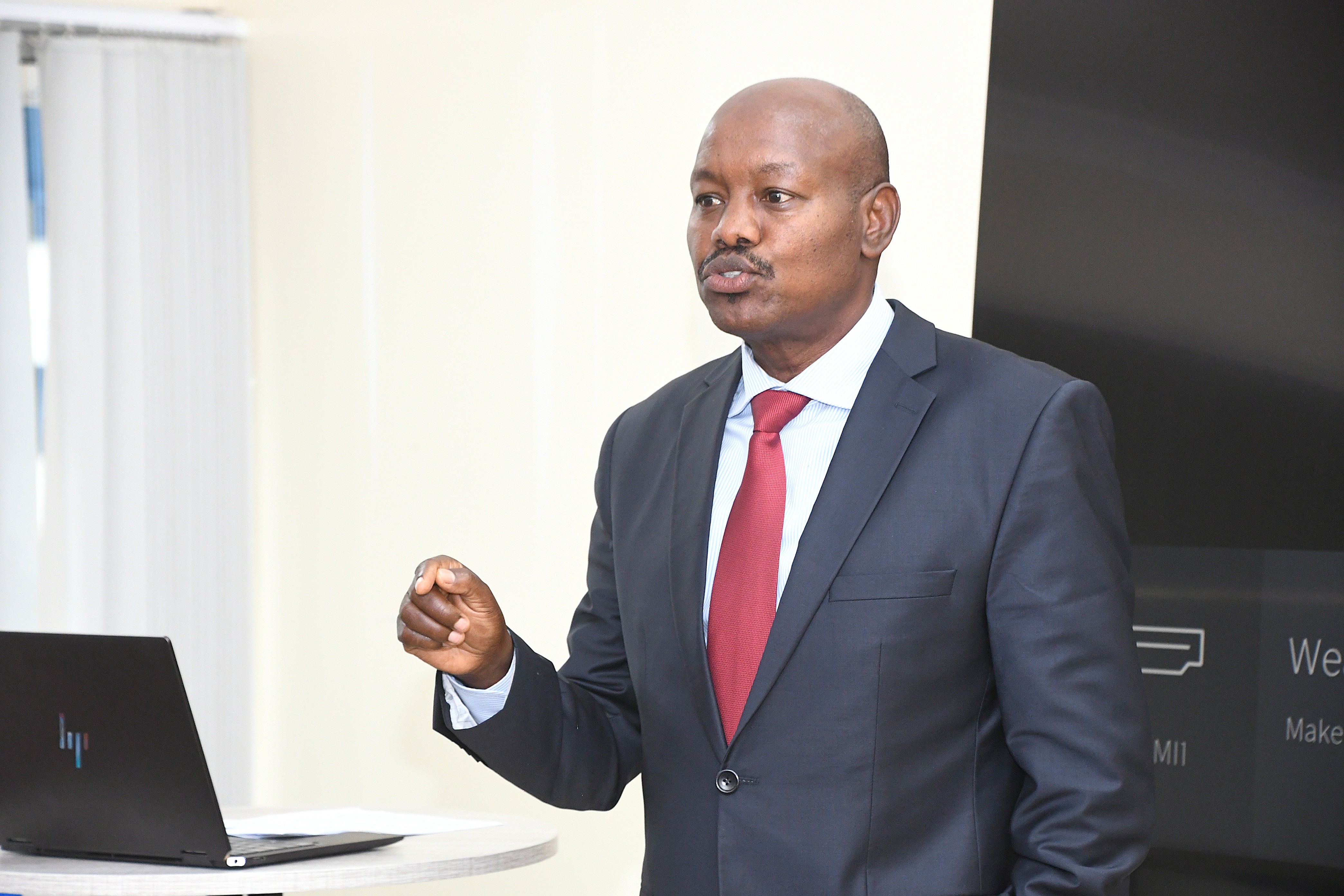 David Kipkemei, Secretary Administration, State Department for Irrigation, representing PS CPA Ephantus Kimotho during the sensitization workshop on NISIP-MIS at Irrigation House, Nairobi.