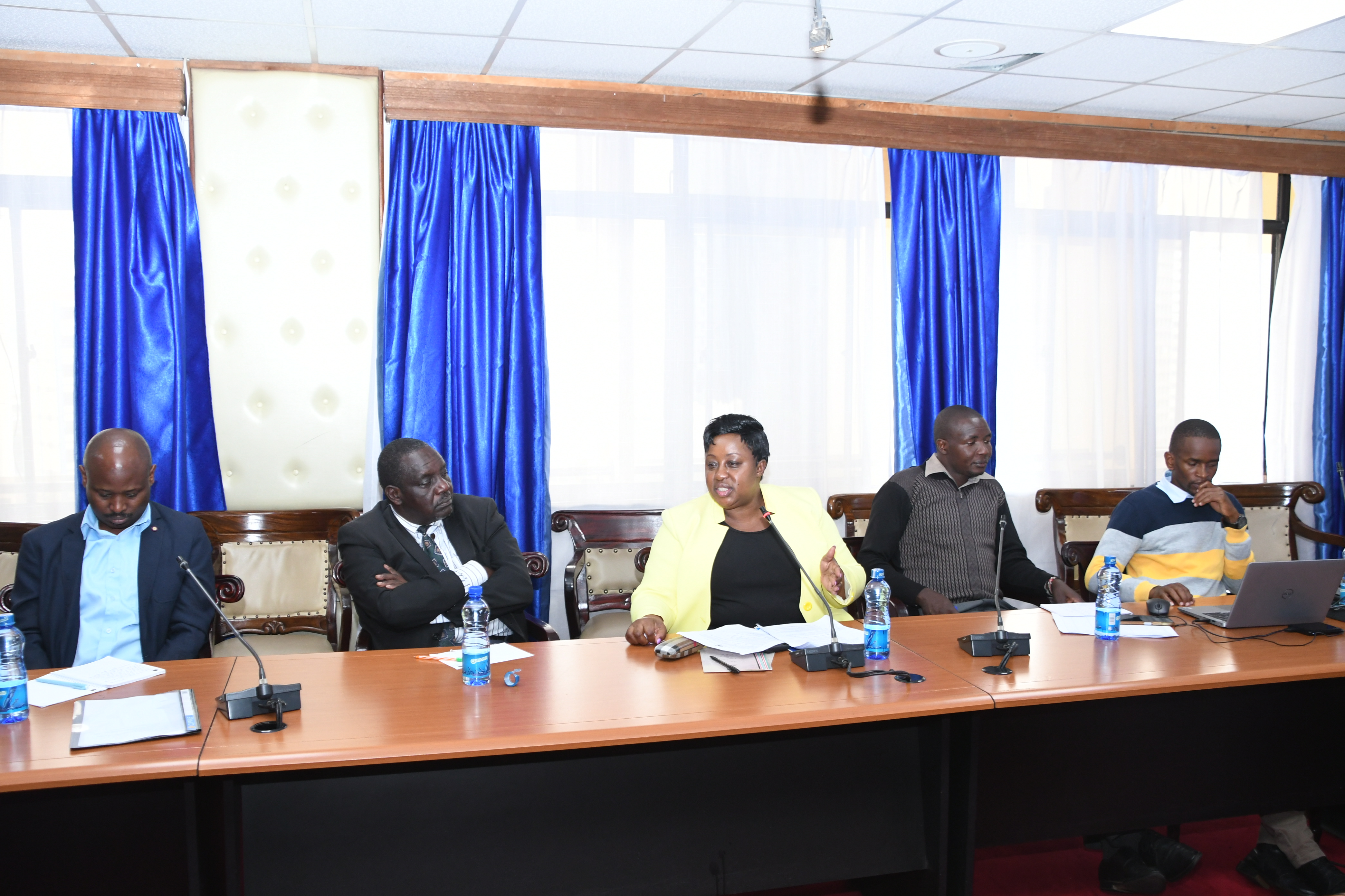 The Director of Human Resource Management and Development at the State Department for Broadcasting Juanita Ombima speaks at Teleposta Towers, during a oneday training of Heads of Departments on performance Contracting.