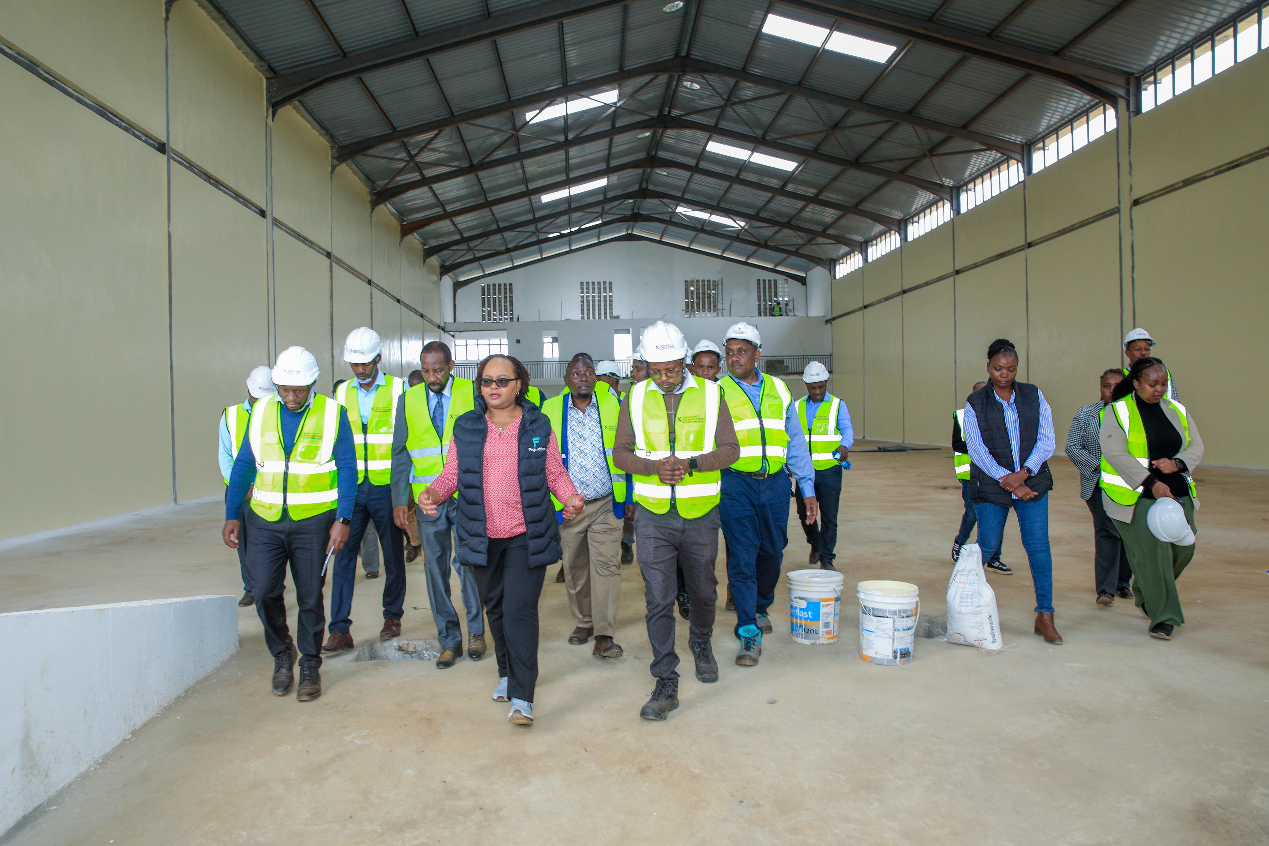 Kirinyaga County Governor Anne Waiguru , leads a multi-agency team, during a project inspection tour of the County Aggregation and Industrial Park