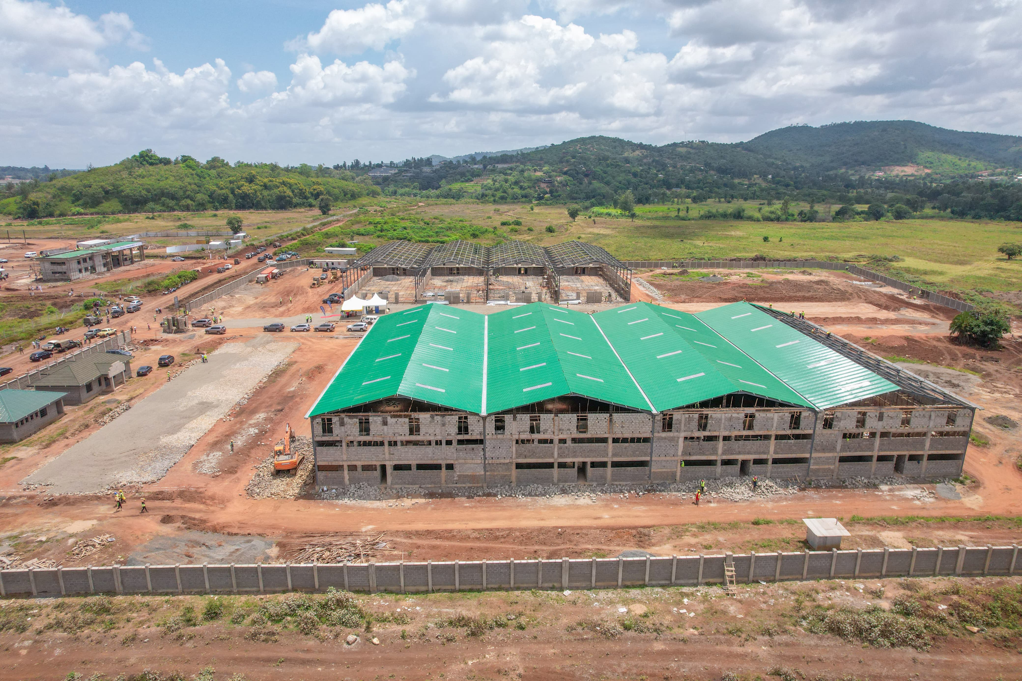 Aerial view of ongoing construction oat Sagana industrial park.