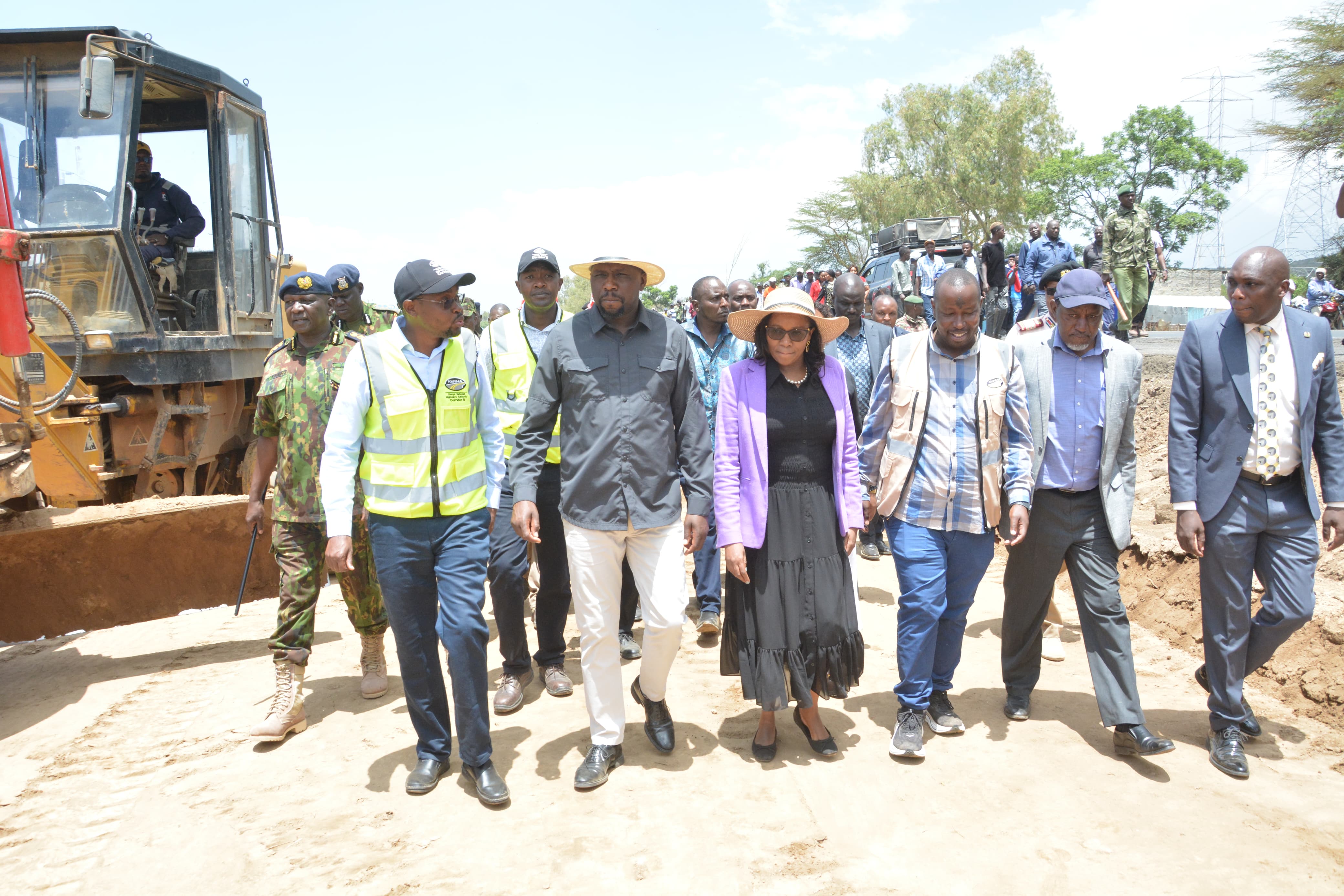 Cabinet Secretary, Ministry of Interior and Coordination of National Government Kipchumba Murkomen (second left) leads government officials and security apparatus during development tour of Naivasha Sub-County