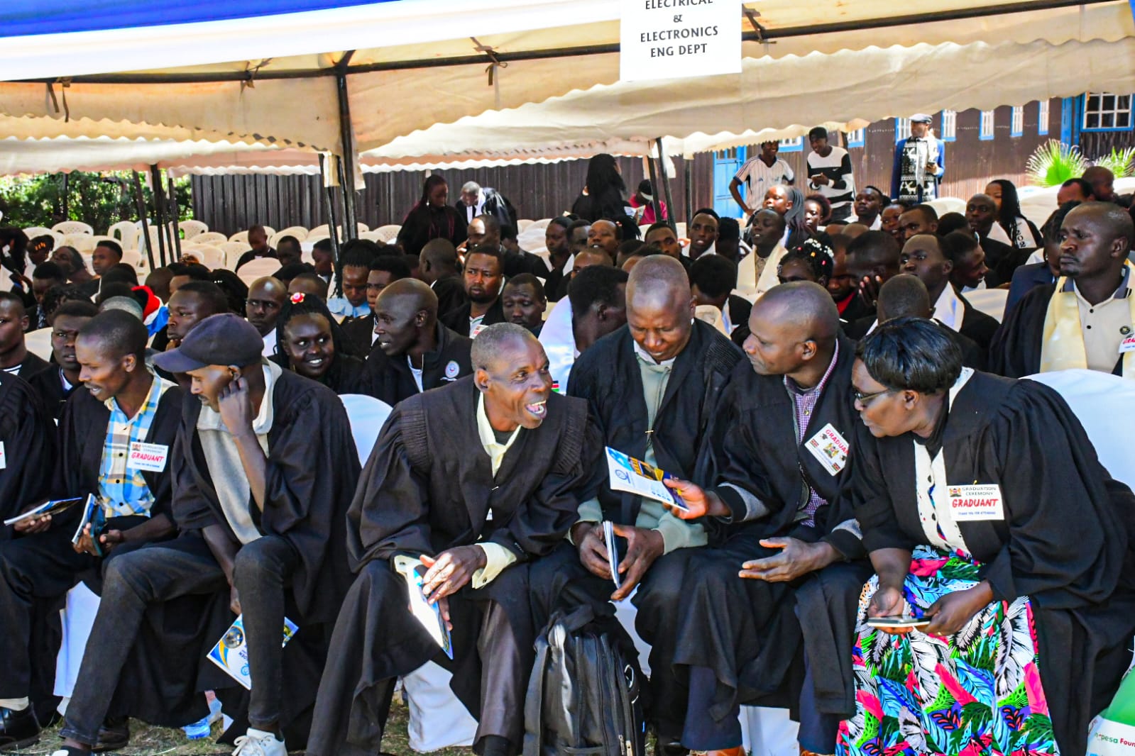 A section of the 983 students who graduated at the Kipsoen National Polytechnic in a ceremony presided over by education CS Migos Ogamba,