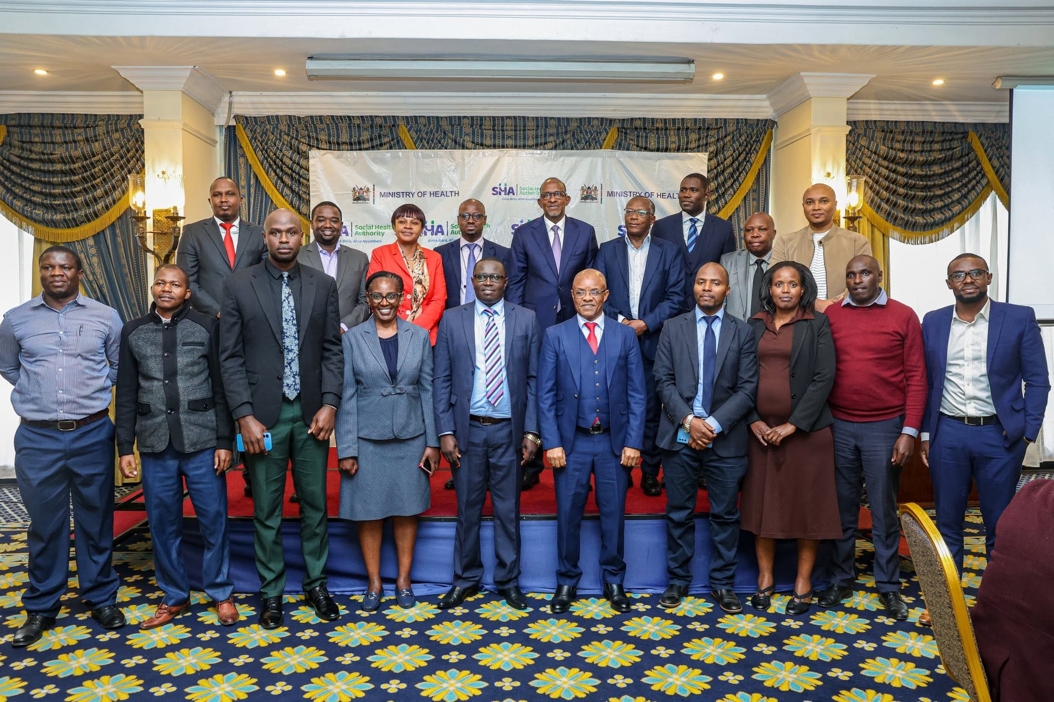 Senior Government officials together with healthcare provider associations, the Social Health Authority (SHA), the Digital Health Agency (DHA) and other sector stakeholders during a high-level consultative forum.