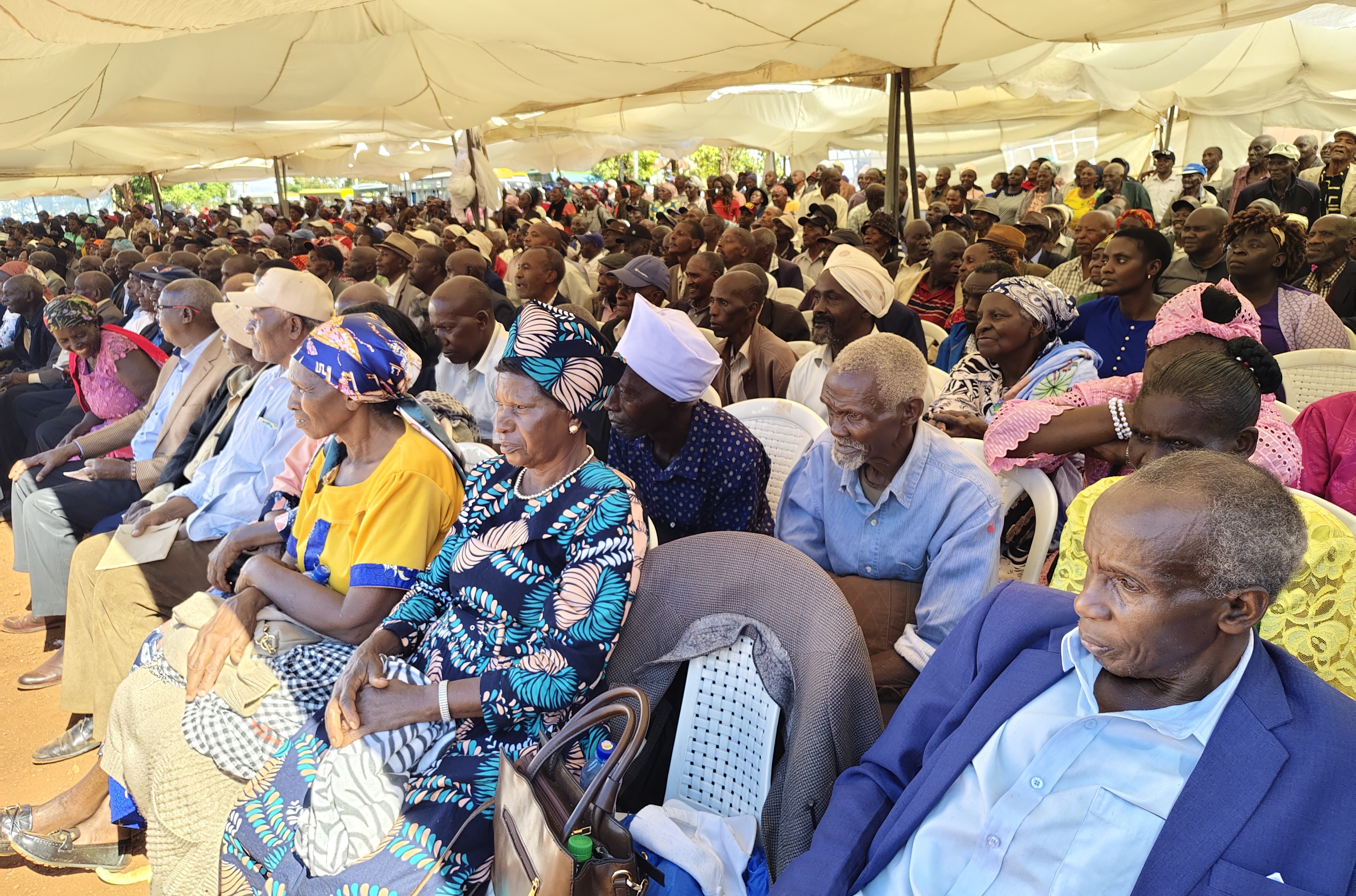 Coffee farmers participate in an open day activity held at Ihura stadium in Murang’a.