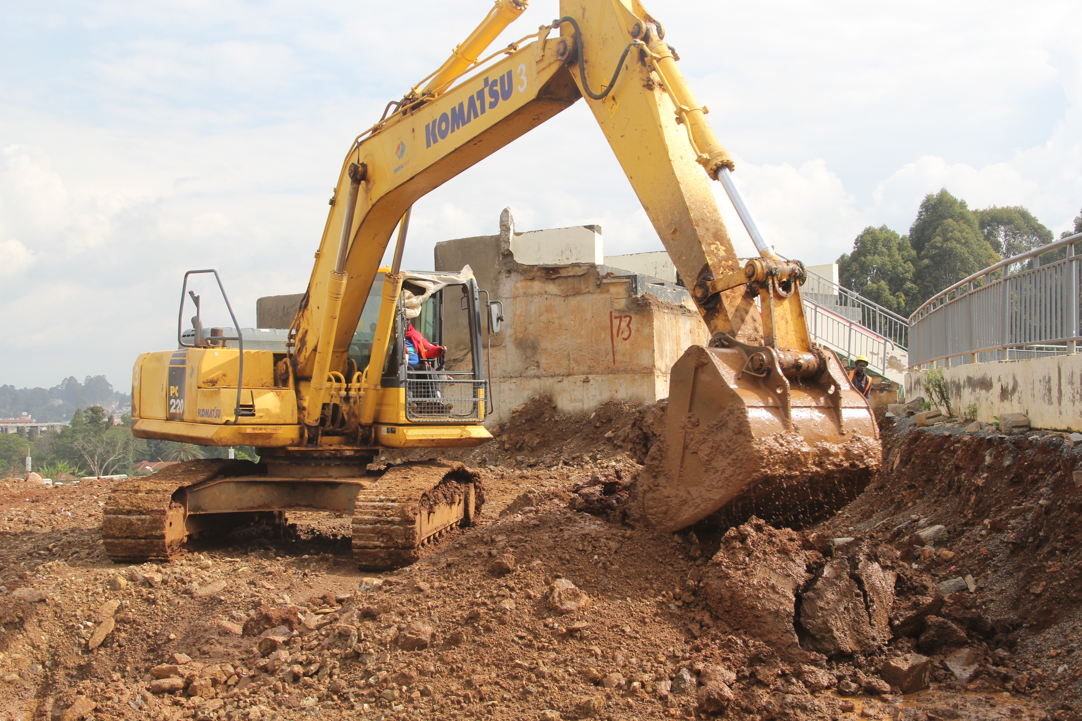 An excavator conducted a demolition exercise of the southern terrace, to pave room for new construction to upgrade the largest sports facility in the region, Kipchoge Keino Stadium, Eldoret, Uasin Gishu.