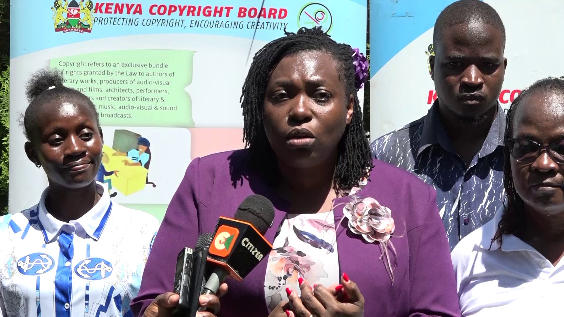 Sharon Chahale Wata, Deputy Executive Director, Kenya Copyright Board, addressing the media.