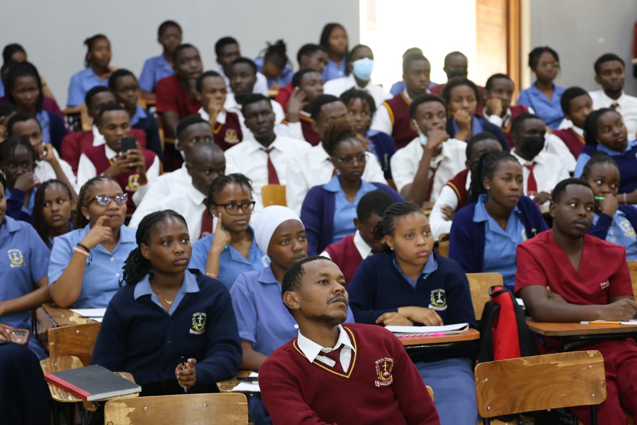 KMTC students follow the presentation on emerging employment opportunities in the European healthcare labor market.