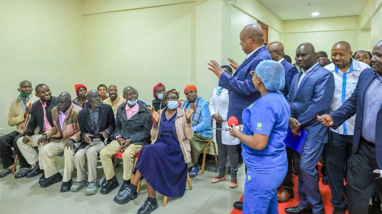 Nyamira Governor Amos Nyaribo opens a new renal unit at Nyamira referral hospital and addresses patients waiting undergo dialysis sessions