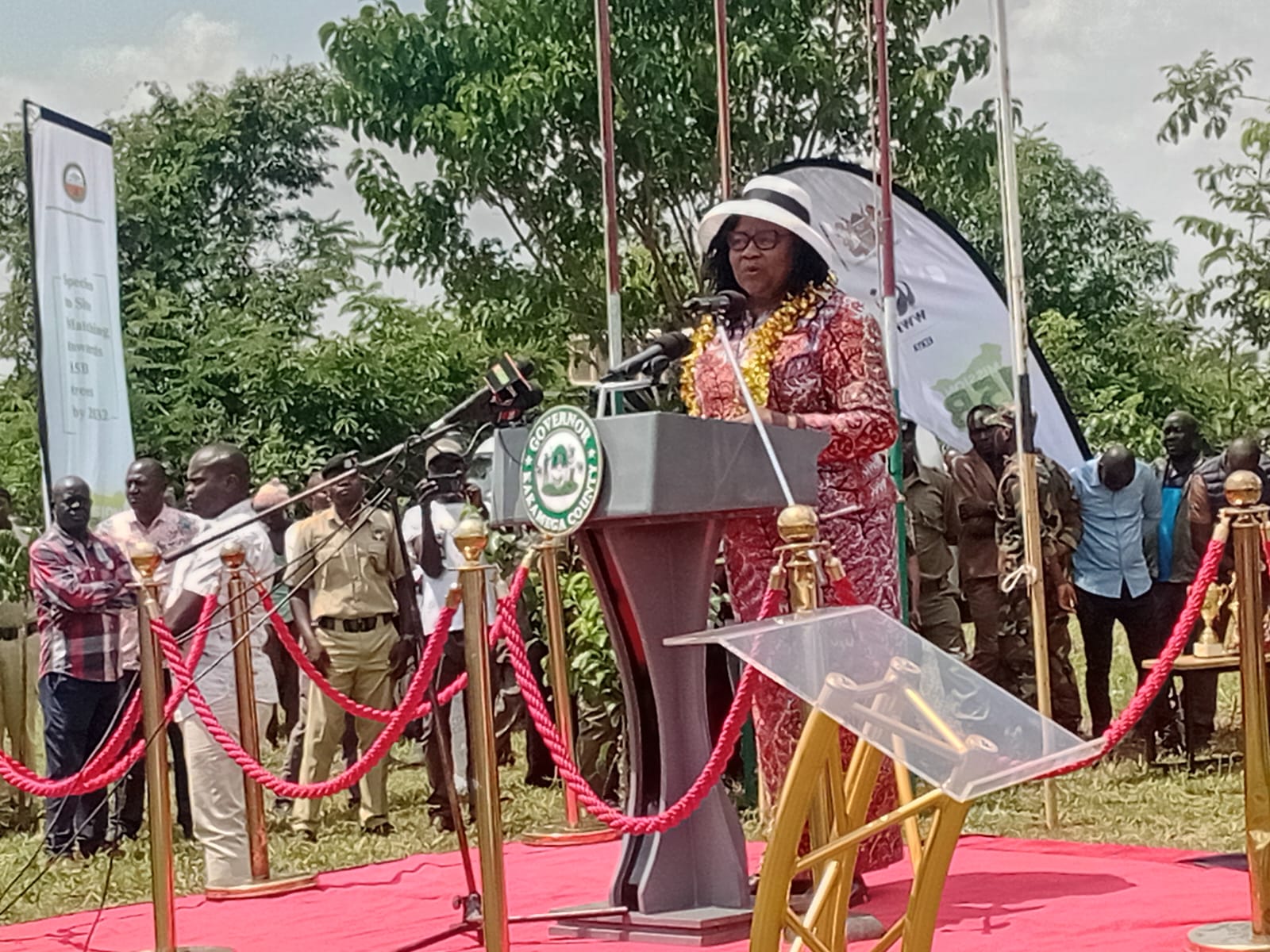  Ida Odinga, Kenya’s Permanent Representative to UNEP speaking in Kakamega forest during the marking of this year’s World Rainforest Day. Photos by Godfrey Wang’anya.