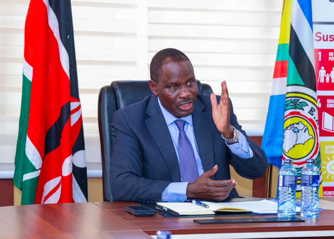 The PS, State Department for Public Investments and Assets Management, Mr. Cyrell Wagunda speaking when he met the Pensions Department officials to discuss the progress of the Online Pension Management Information System (PMIS). PHOTO: JACK MWANIKI