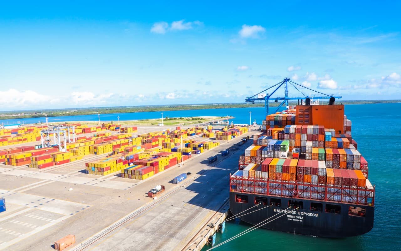 MV Baltimore Express- the largest vessel ever to dock at any Port in East and Central Africa at the Port of Lamu